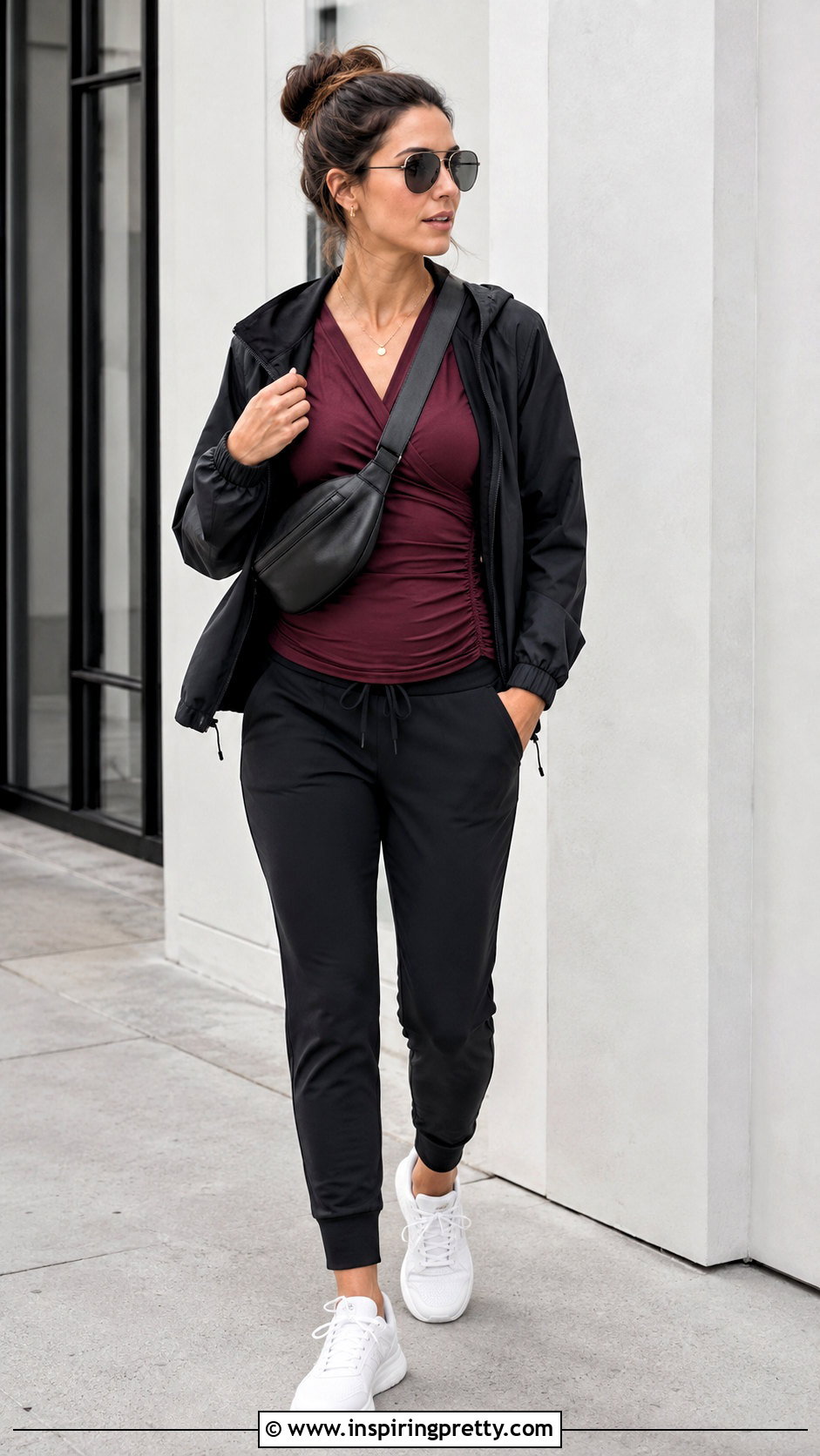 Nursing Wrap Top With Joggers And Sneakers - 20 nursing wrap top outfit ideas