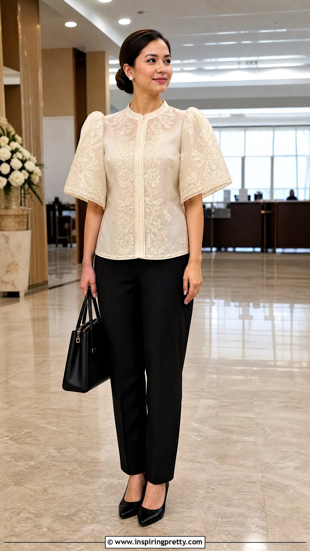 Oath Taking Filipiniana Top With Black Pants - 50 filipiniana top and pants