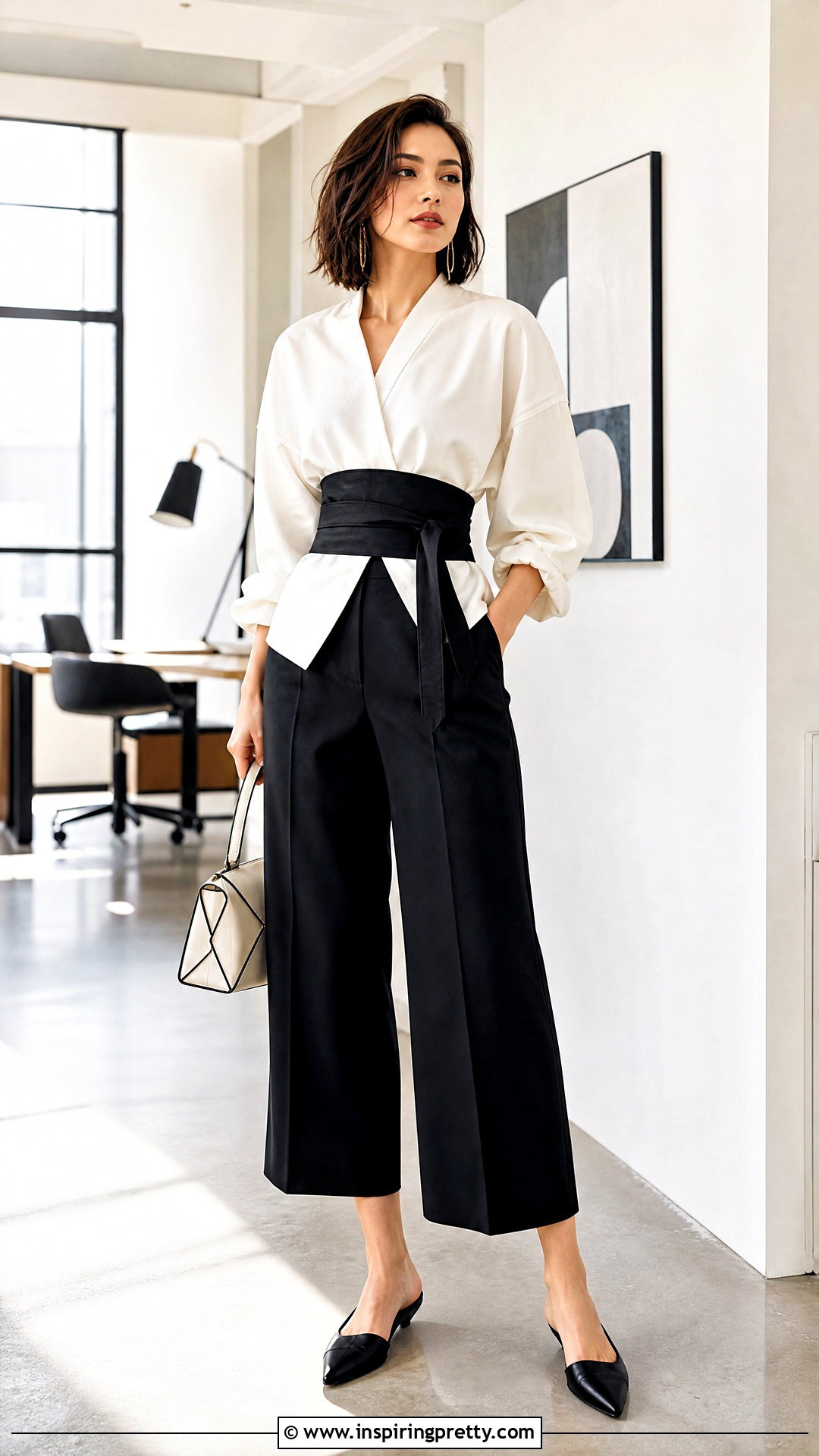 Obi Belt Top With Culottes - 50 belt top outfit ideas