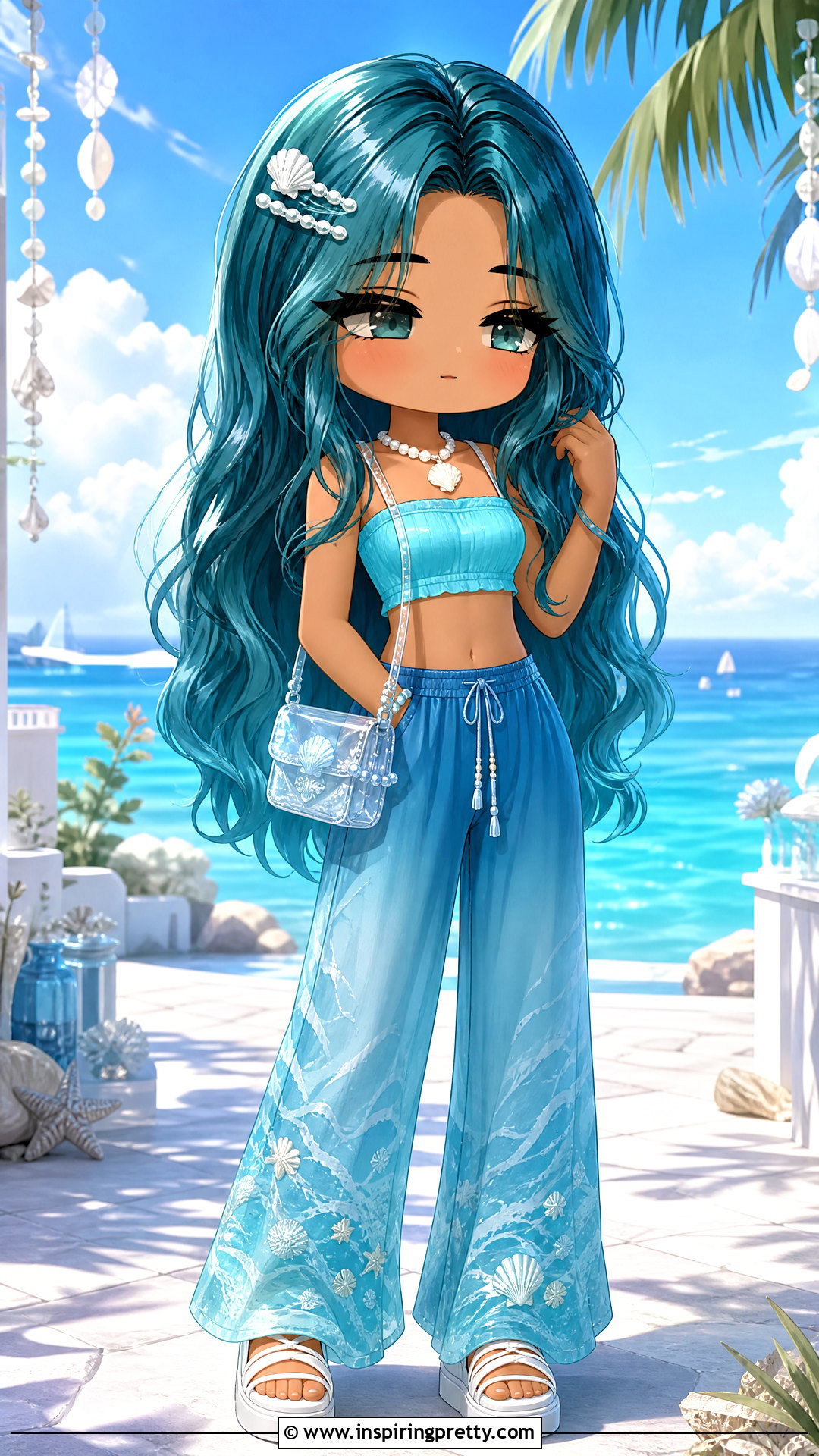 Ocean Crop Top And Palazzo Pants Outfit - 25 gacha life crop top outfit ideas
