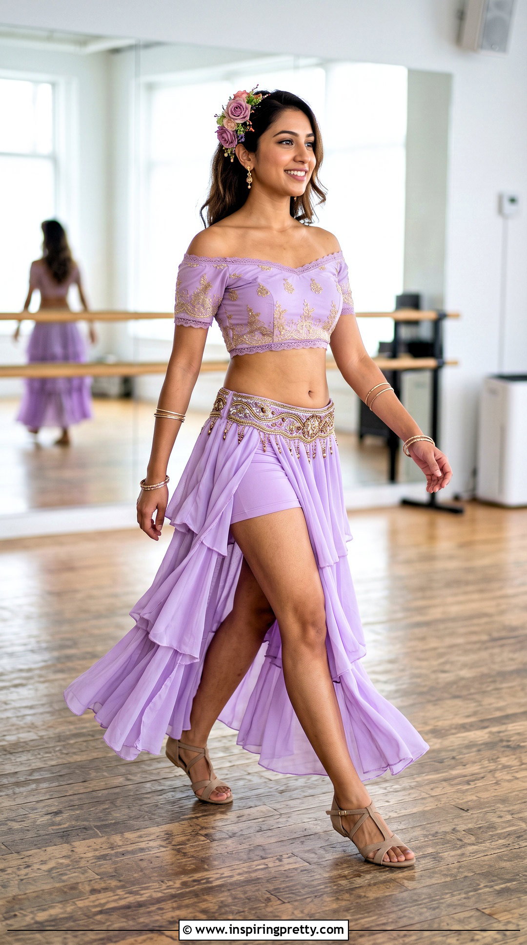Off Shoulder Belly Dancing Top With Tiered Skirt - 25 belly dancing tops outfit ideas