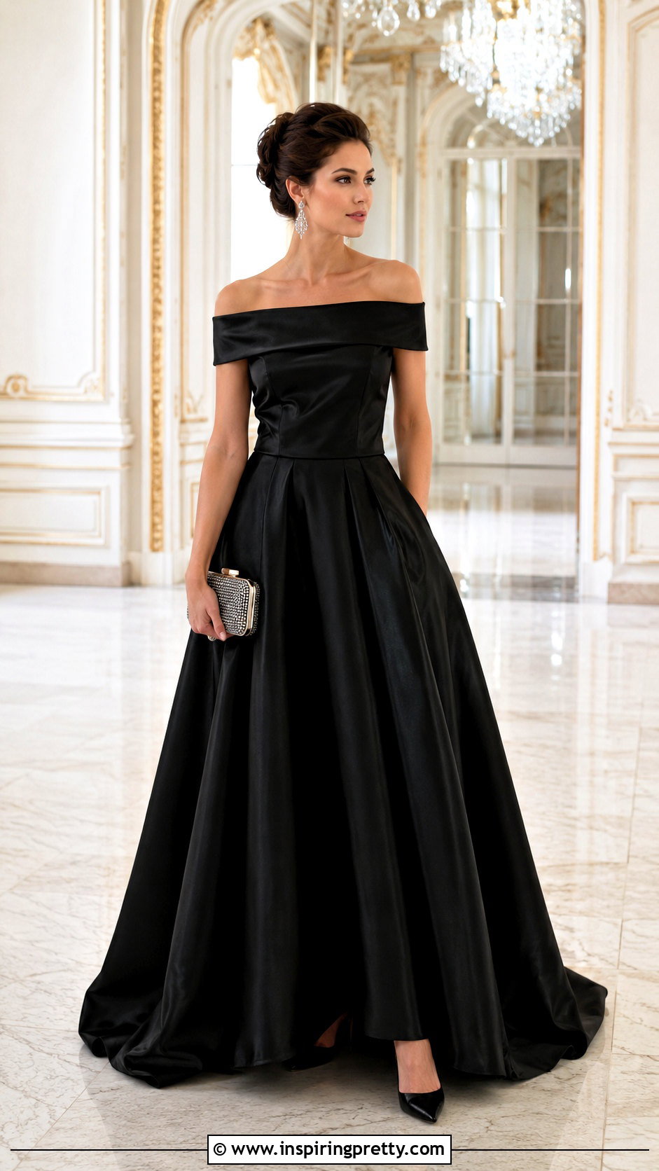Off Shoulder Black Tie Top With Ball Skirt - 25 black tie tops for women