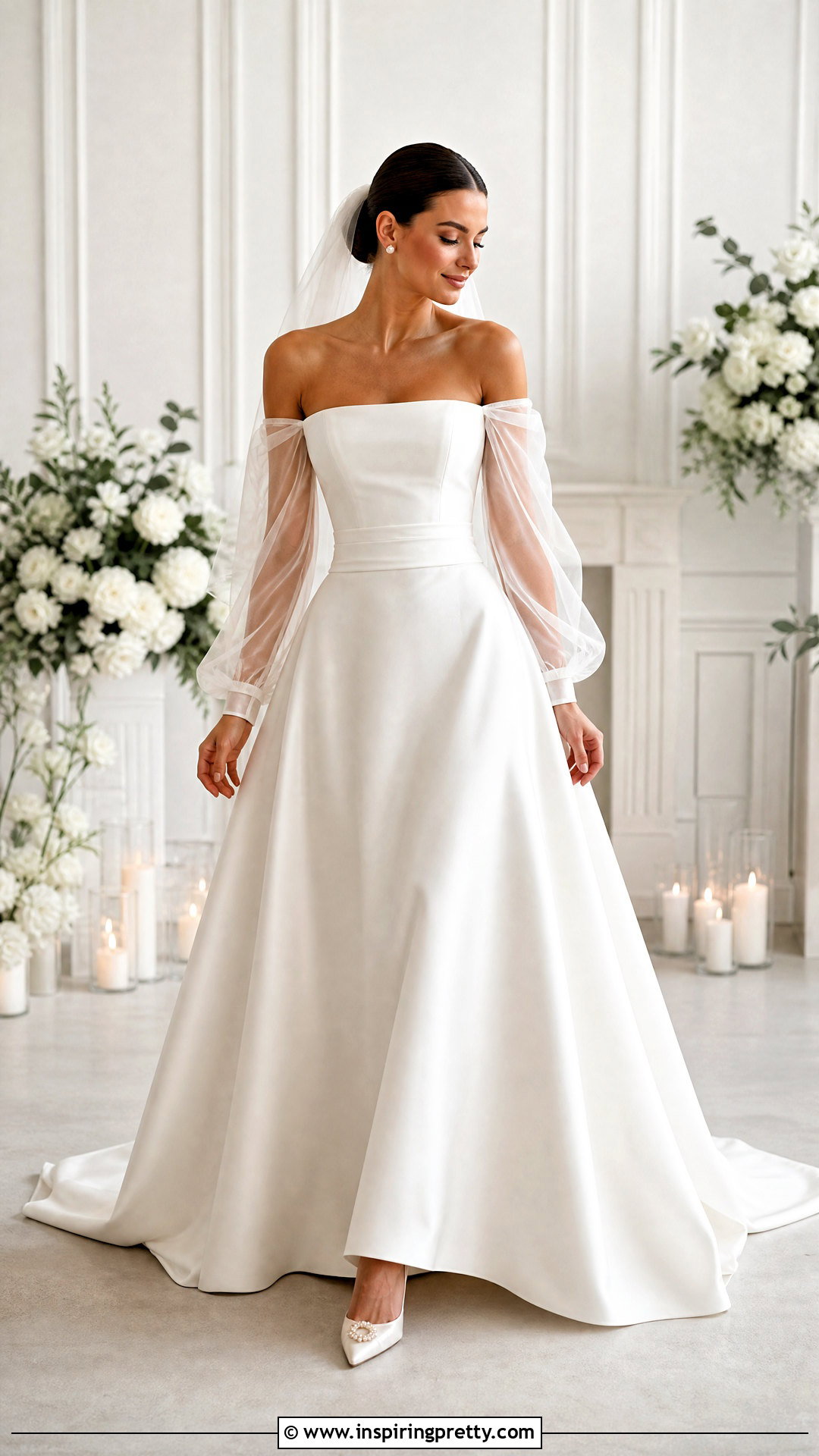 Off Shoulder Bridal Top With A Line Skirt - 20 bridal top separates
