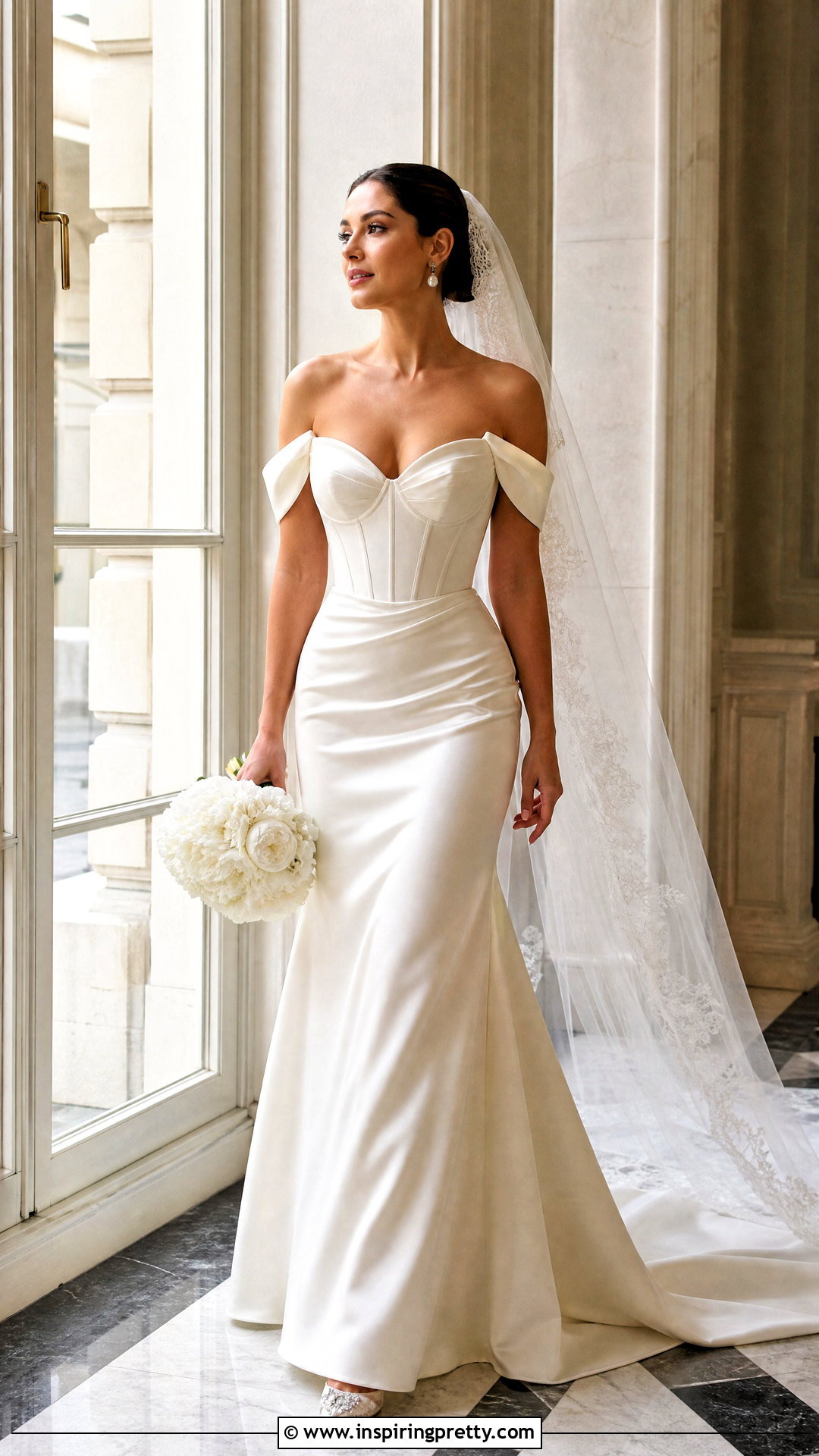Off Shoulder Corset Top Satin Dress - 50 corset top wedding dress outfit ideas