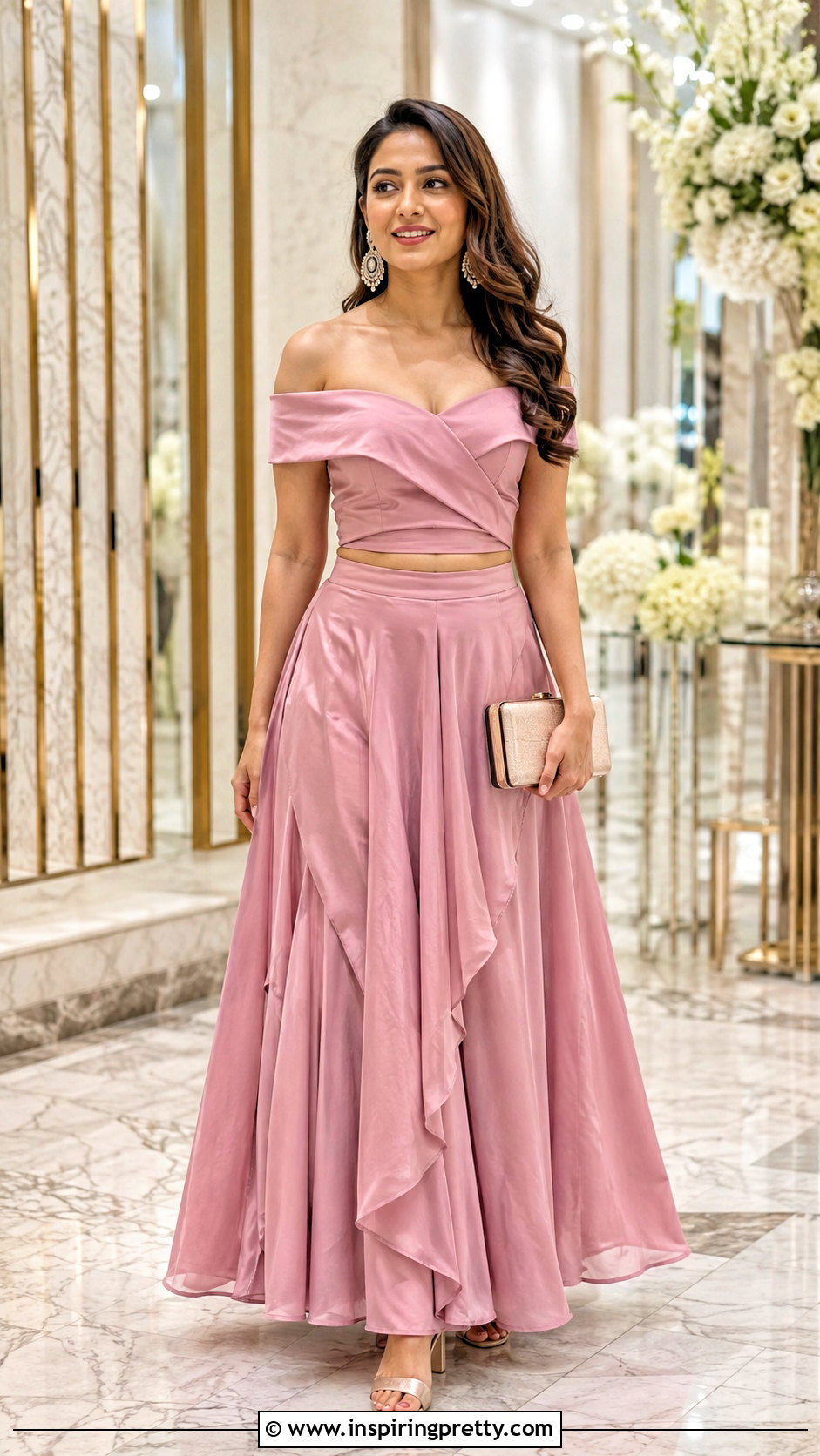 Off Shoulder Crop Top And Skirt For Reception - 50 skirt and crop top indian weddings