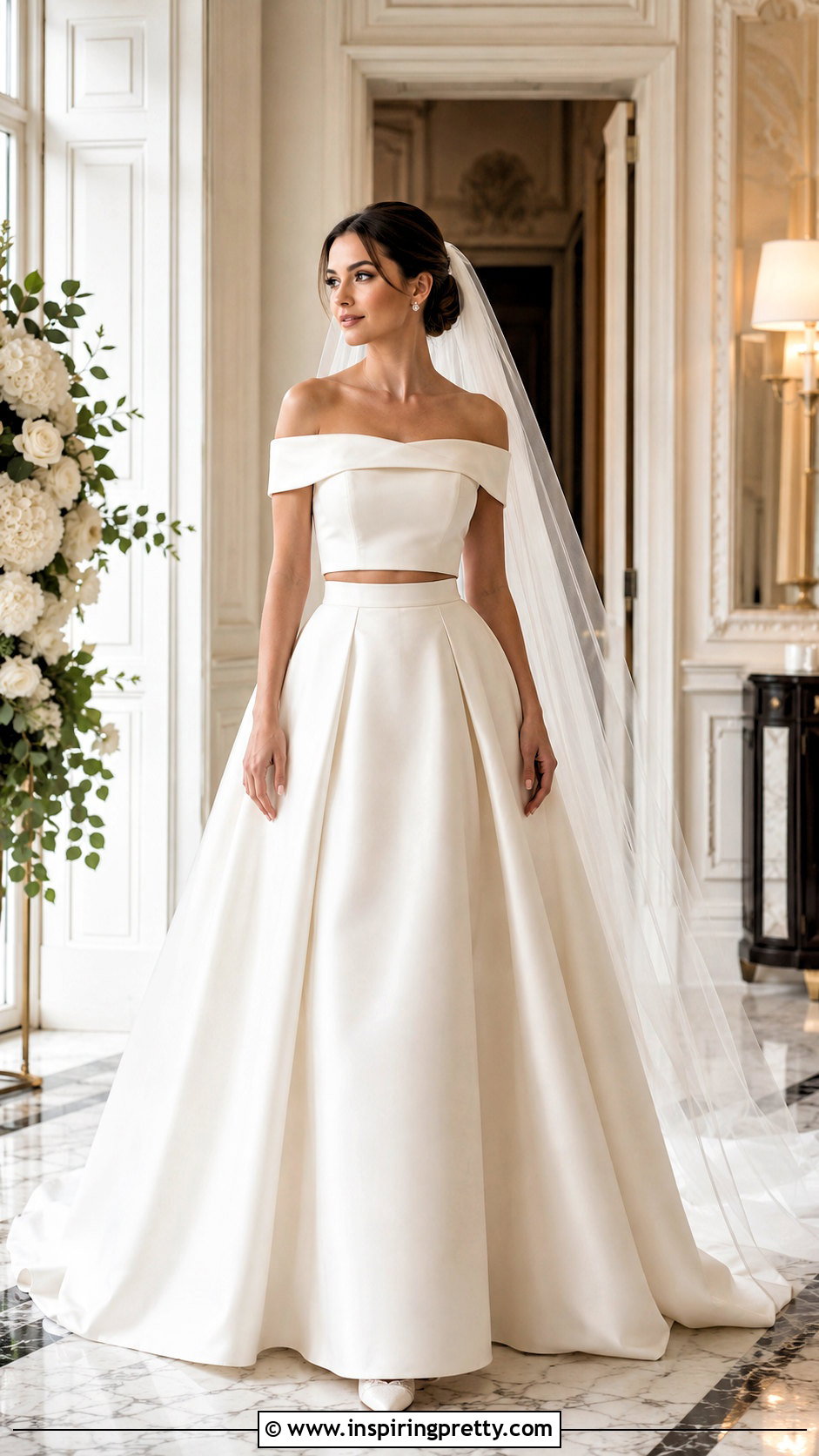 Off Shoulder Crop Top Bridal Dress - 25 crop top bridal dress outfit ideas