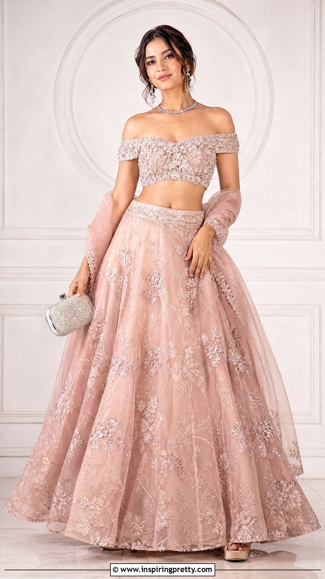 Off Shoulder Crop Top Lehenga - 50 crop top lehenga designs