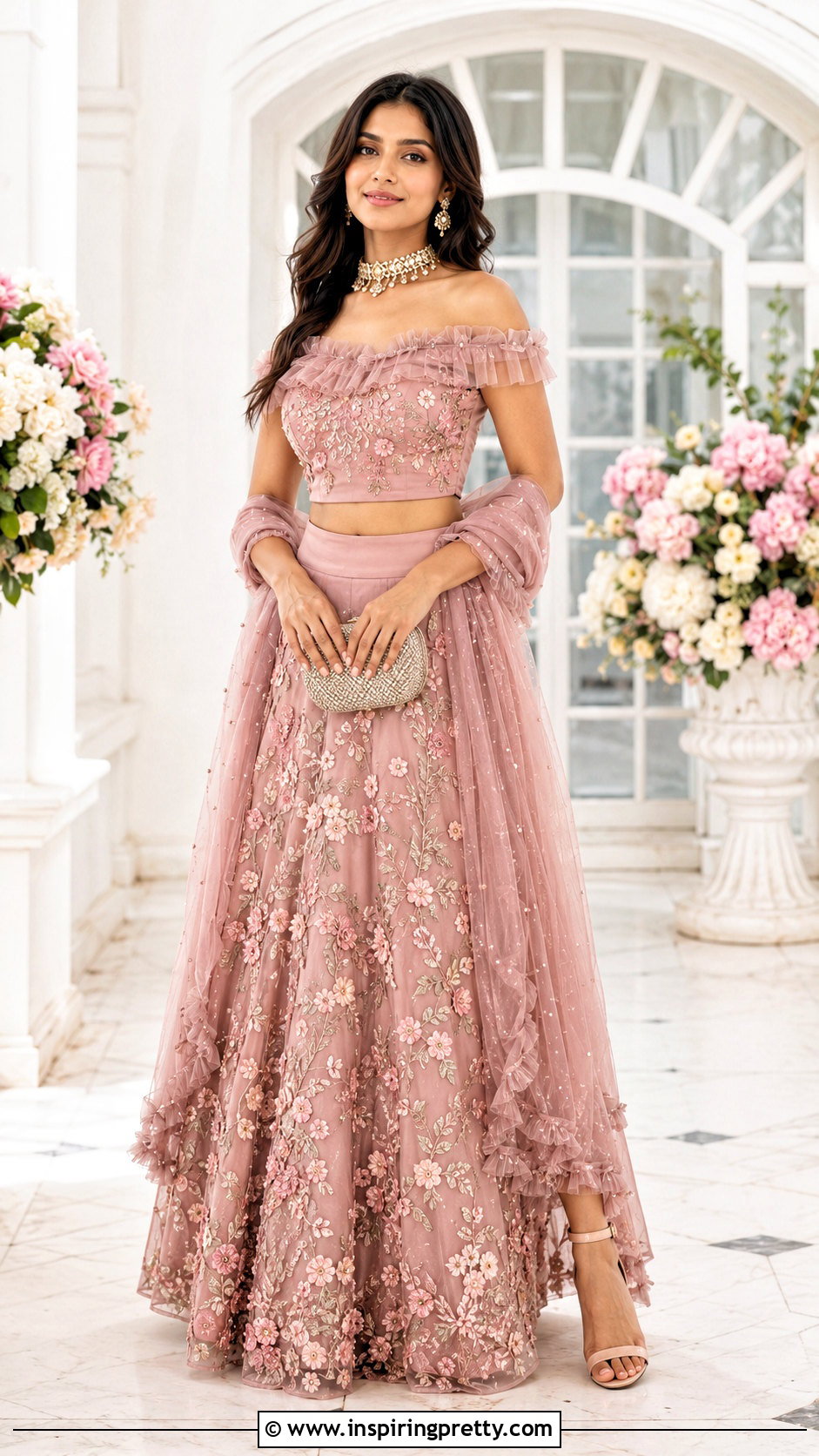 Off Shoulder Crop Top Lehenga - 20 new design crop top lehenga ideas