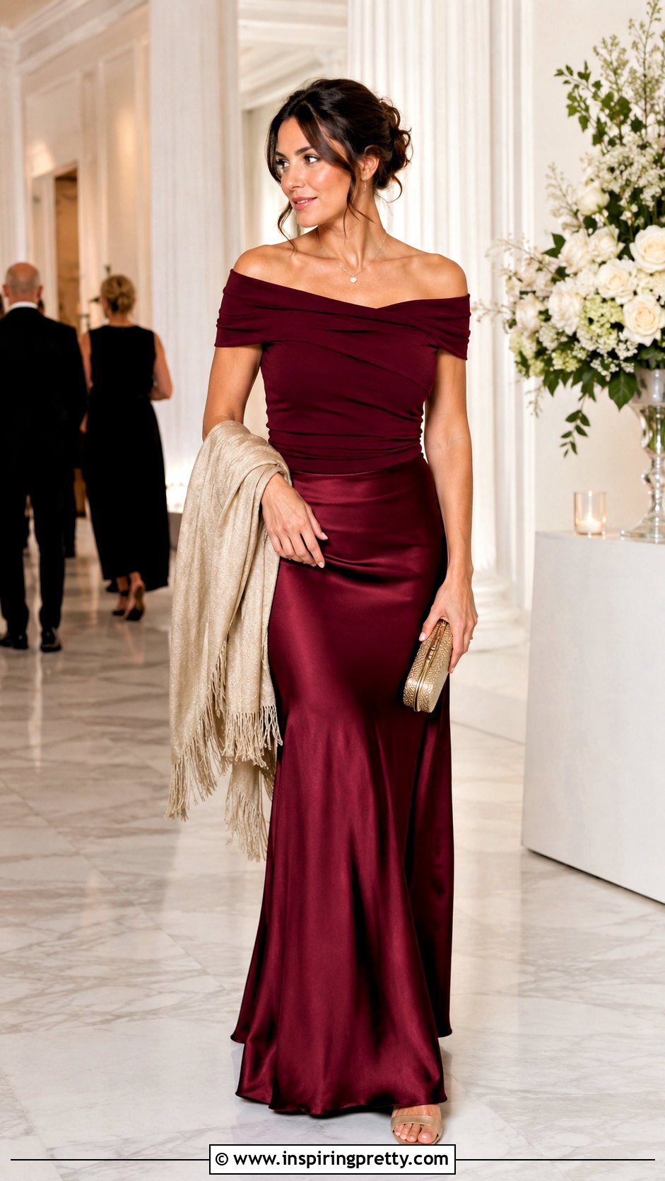 Off Shoulder Holiday Top With Maxi Skirt - 20 cute holiday top outfit ideas