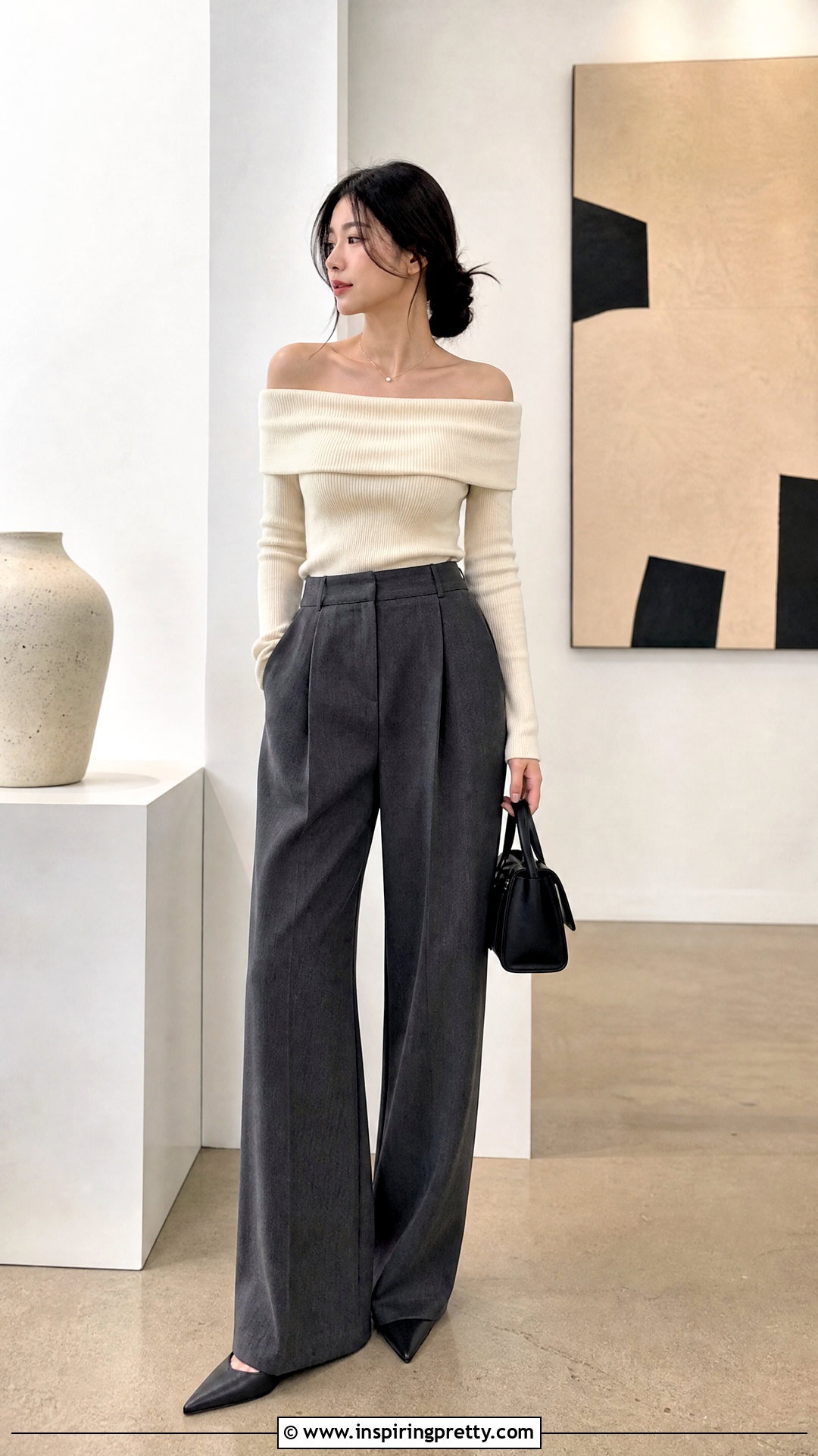 Off Shoulder Knit Top Outfit - 50 korean tops for women