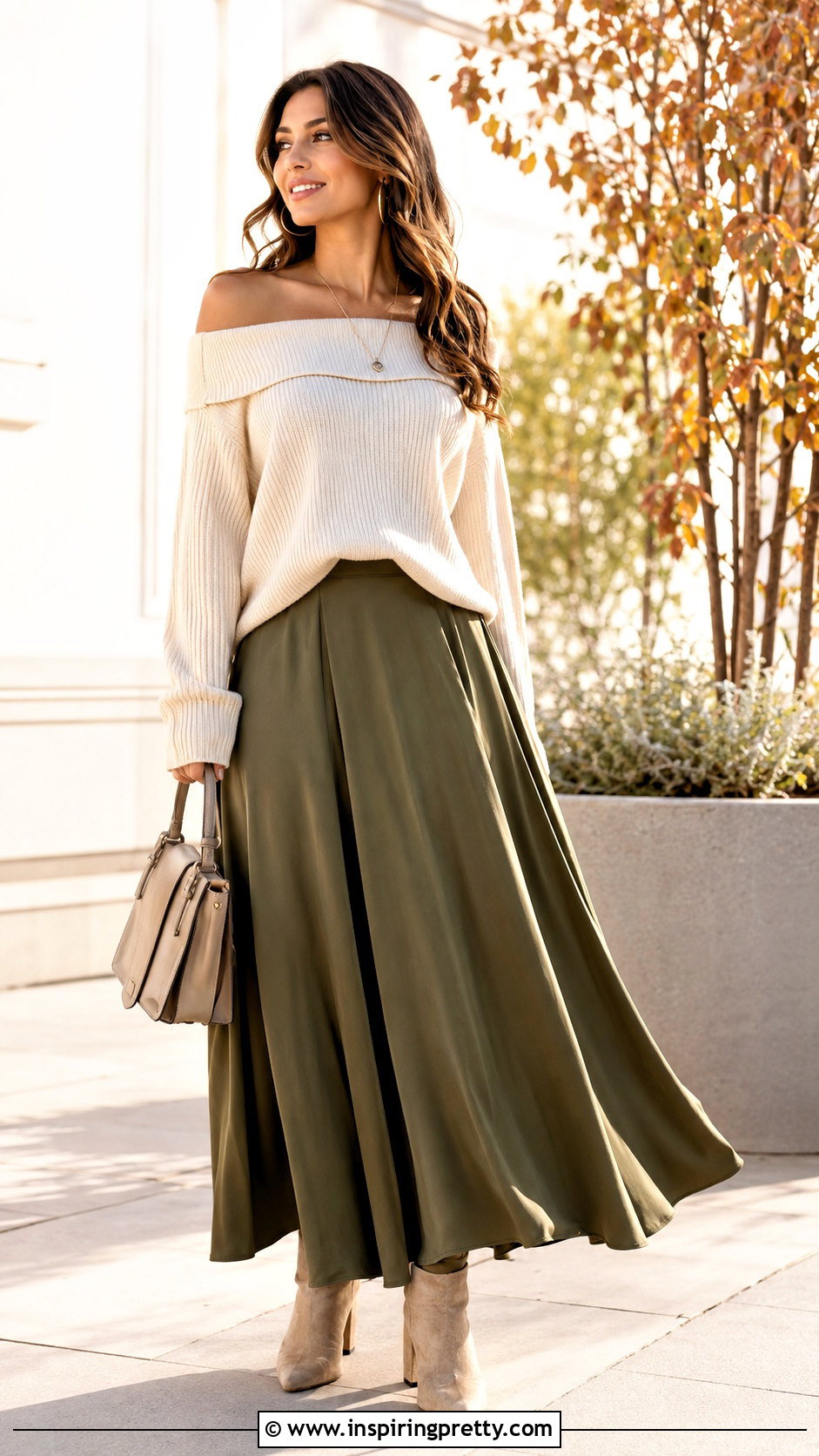 Off Shoulder Knit Top With Maxi Skirt - 50 ladies tops fashion