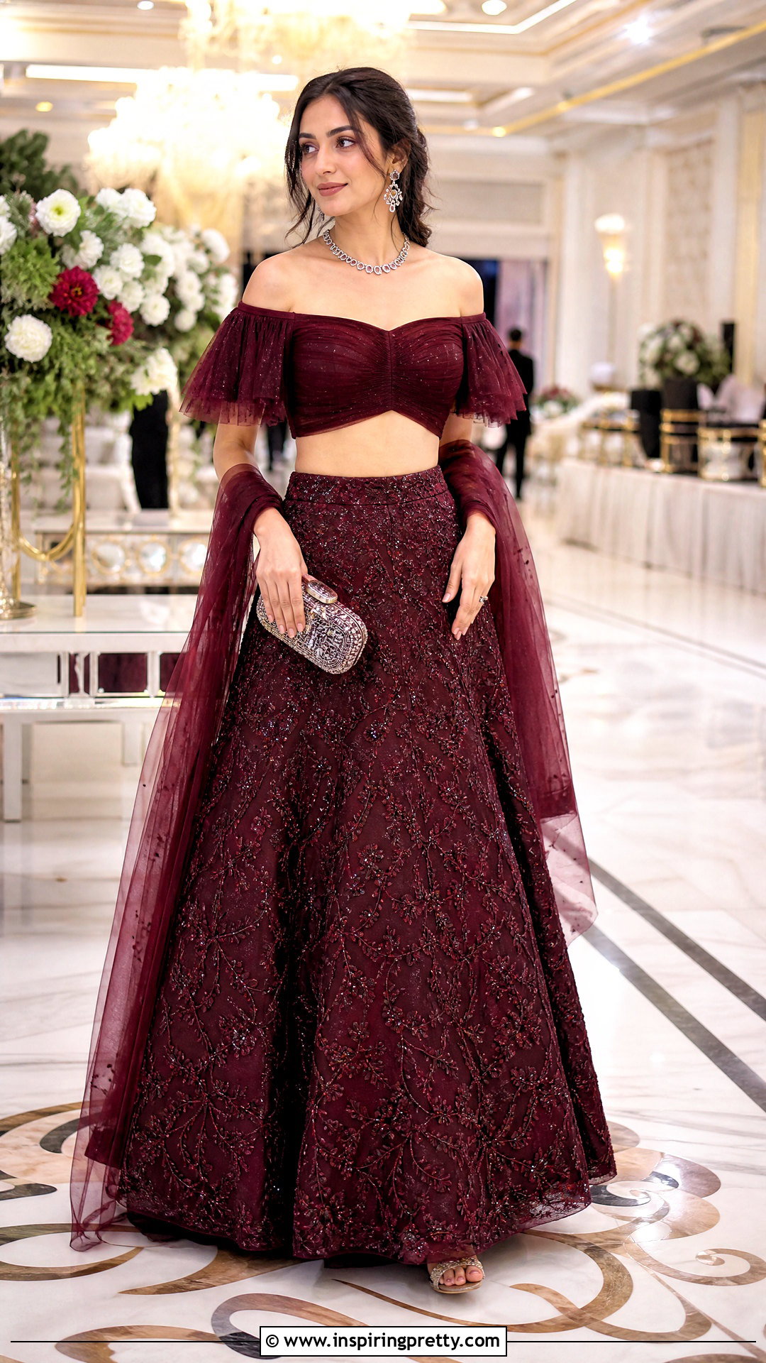 Off Shoulder Lehenga Top - 50 lehenga top design ideas