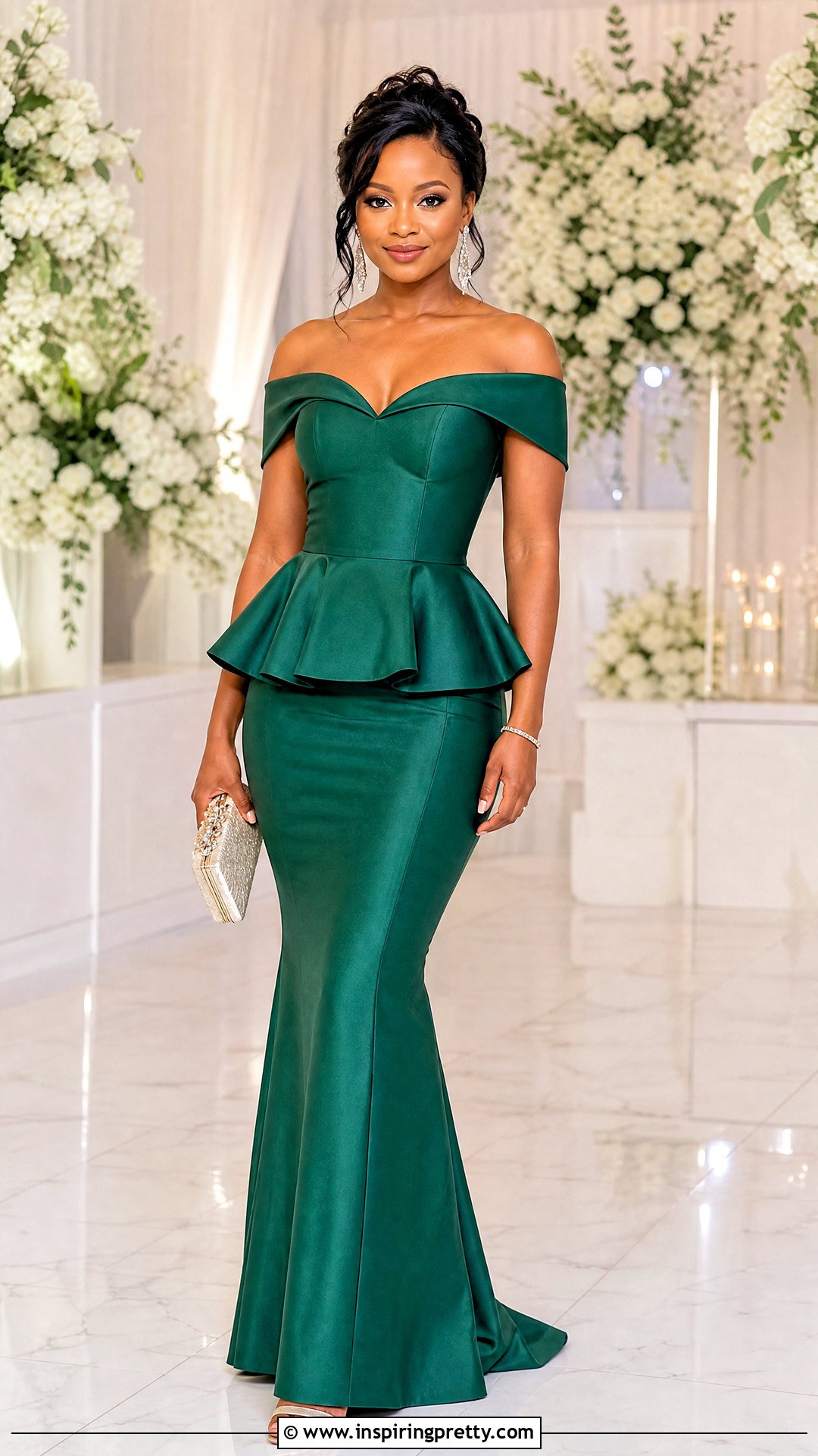 Off Shoulder Peplum Top With Mermaid Skirt - 50 peplum top with skirt outfits