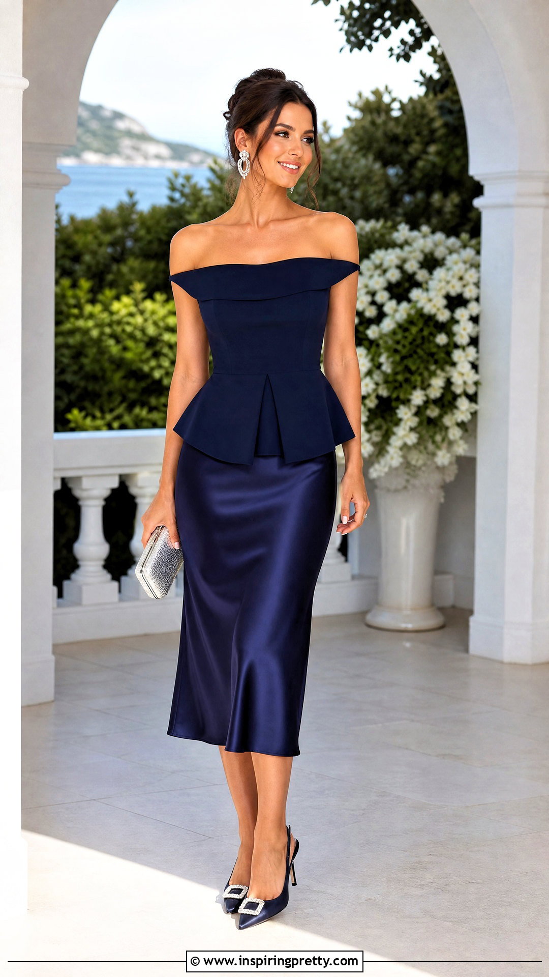 Off Shoulder Peplum Top With Midi Skirt - 20 peplum tops 2024