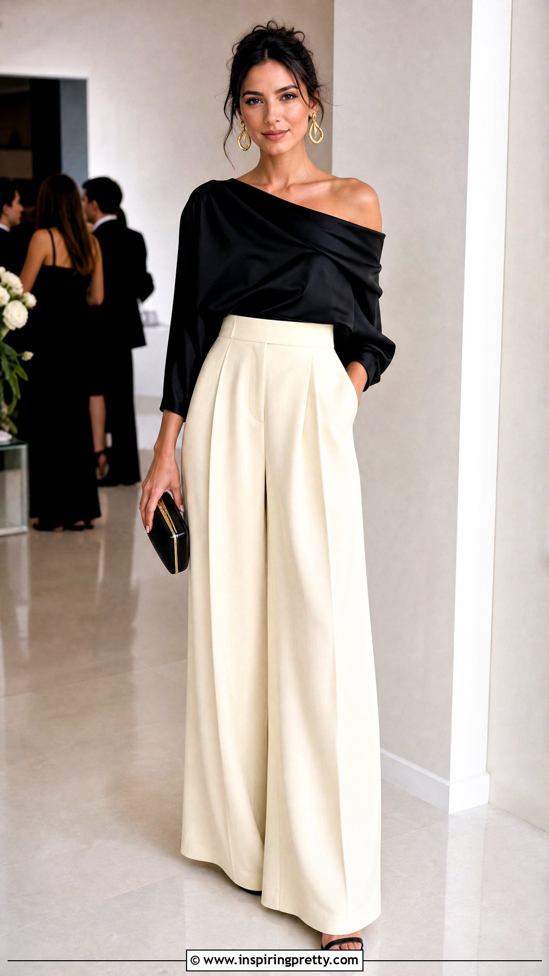 Off Shoulder Silk Top With Palazzo Pants - 50 silk tops blouses