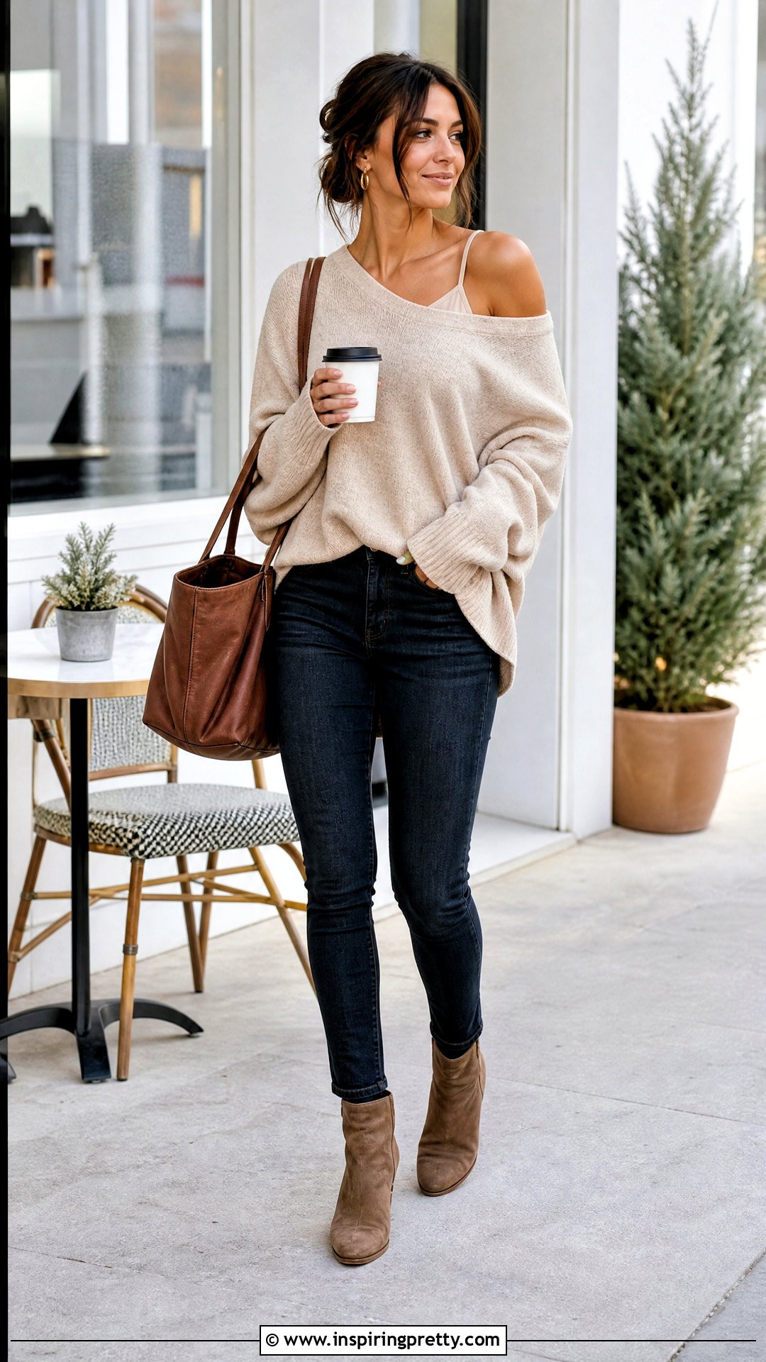 Off Shoulder Sweater With Skinny Jeans - 50 off the shoulder top outfit ideas