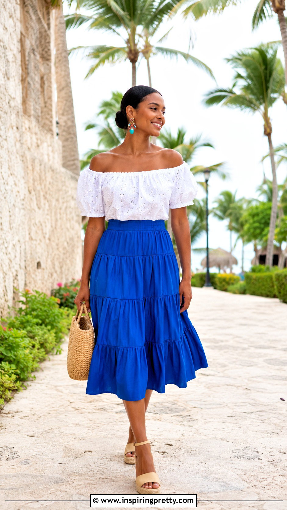 Off Shoulder Top And Midi Skirt Dominican Republic Outfit - 20 dominican republic tops outfit ideas