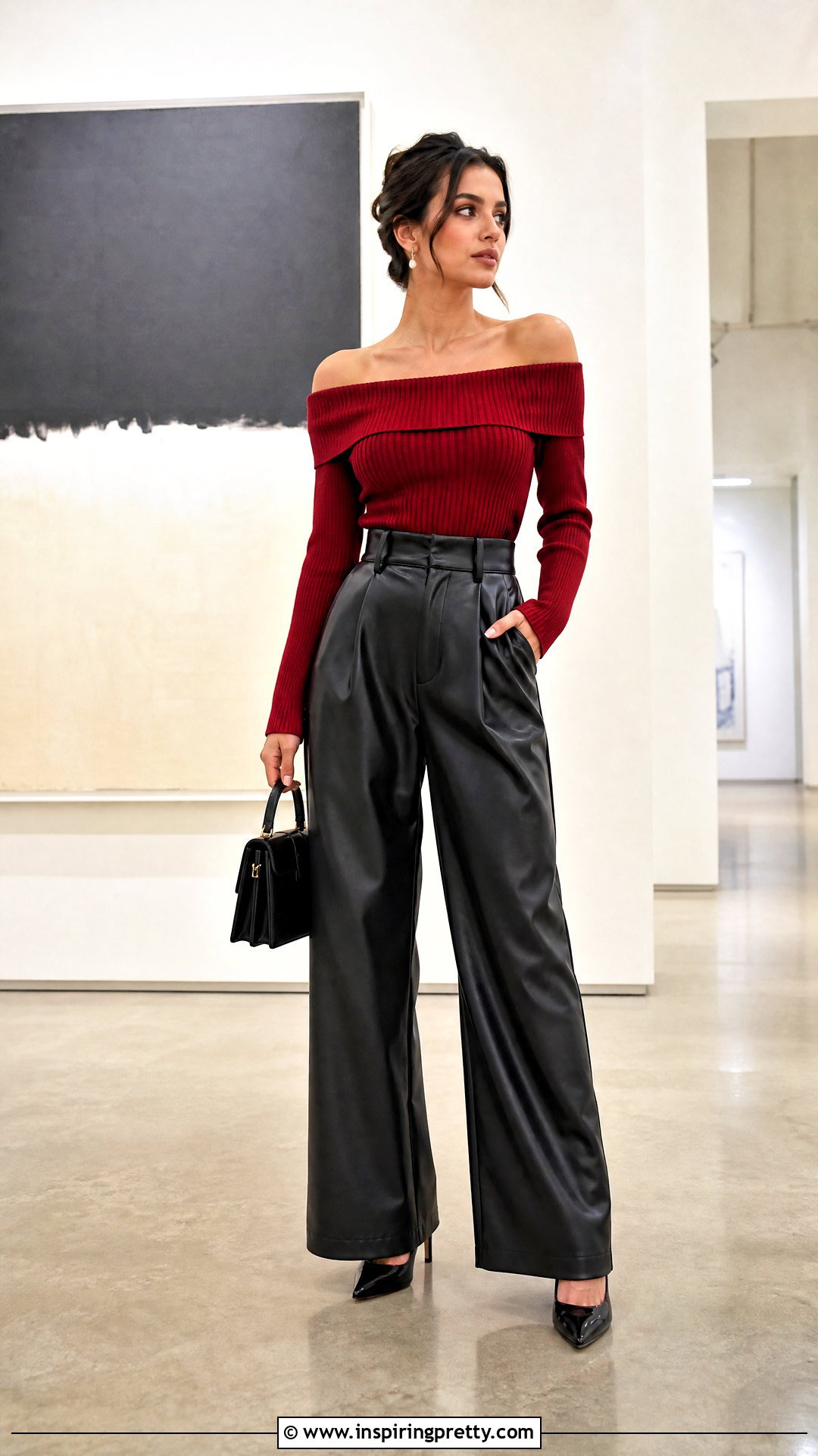 Off Shoulder Top With Leather Pants - 20 tops that look good with leather pants
