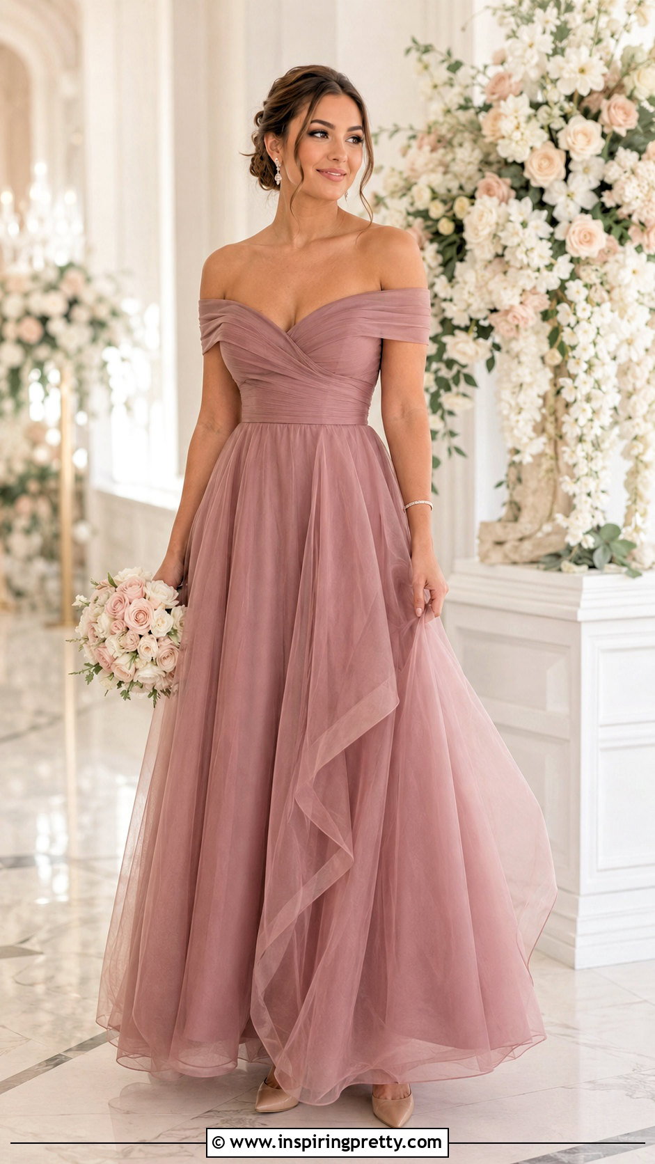 Off Shoulder Top With Organza Bridesmaid Skirt - 20 bridesmaids skirts and tops outfit ideas