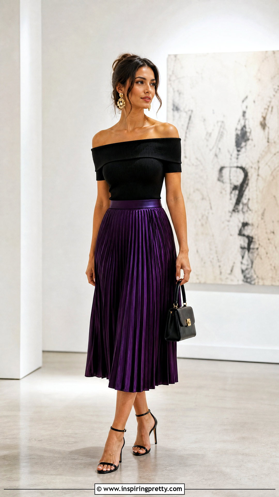 Off Shoulder Top With Pleated Skirt - what top goes with pleated skirt (20 ways)
