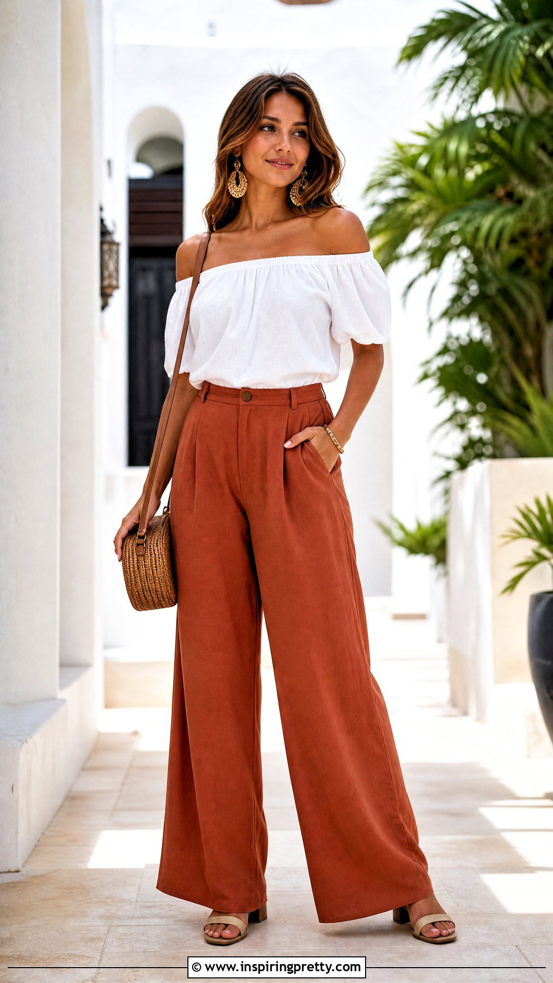 Off Shoulder Top and Wide Leg Pants Outfit - 50 top styles for ladies