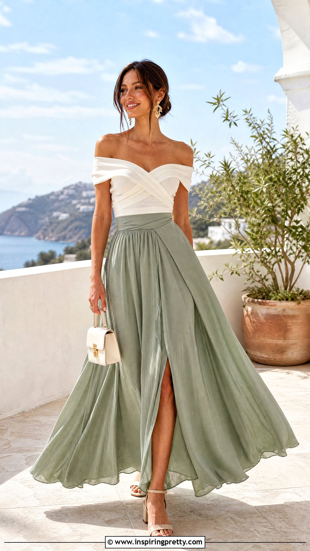 Off Shoulder Wrap Top With Maxi Skirt - 50 wrap tops for women
