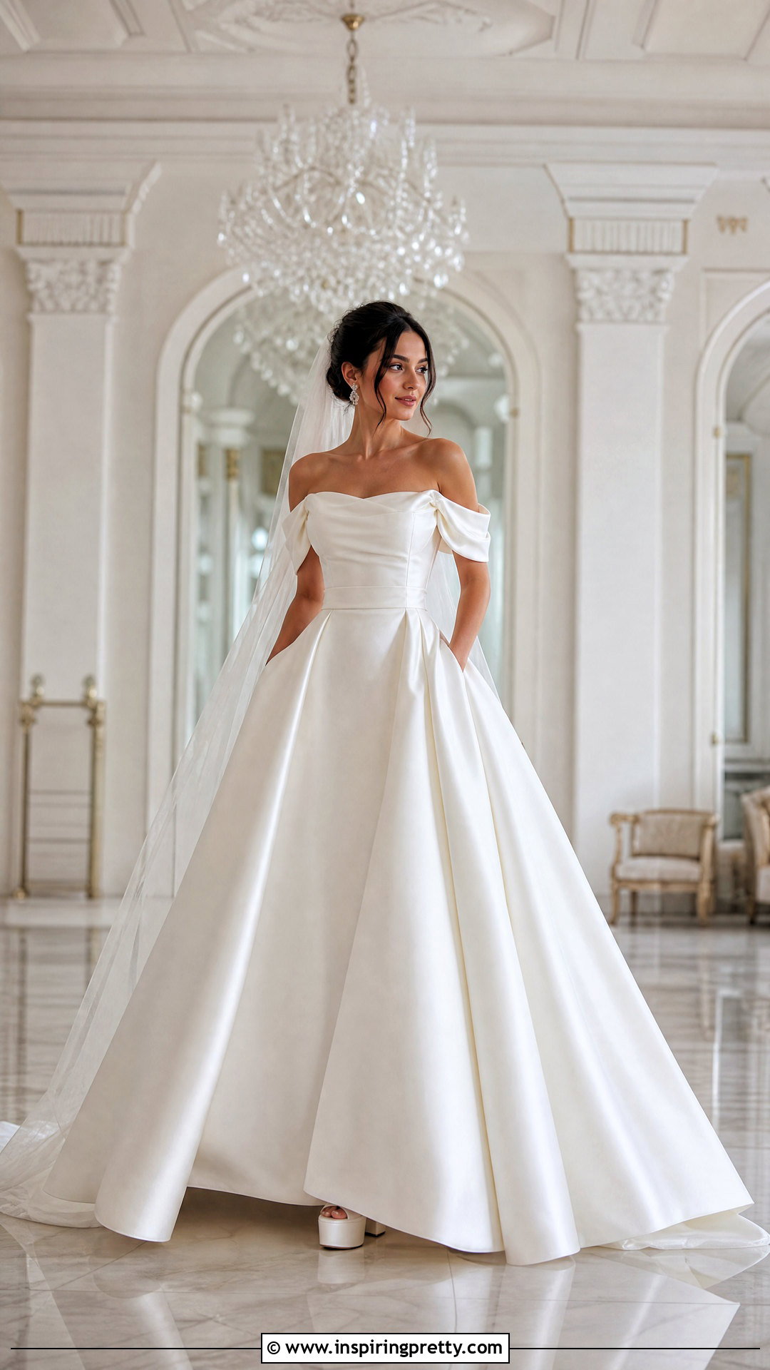 Off the Shoulder Bridal Top With Ball Gown Skirt - 25 bridal skirts and tops outfit ideas