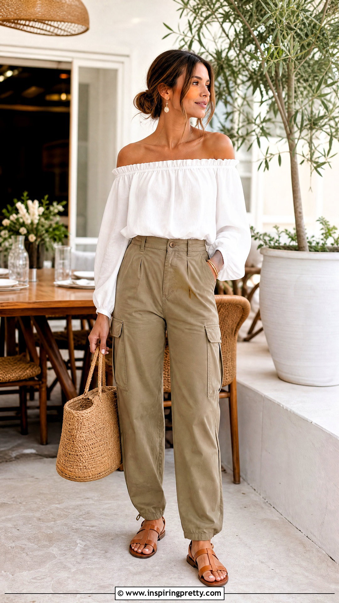Off the Shoulder Top With Cargo Pants - what top goes with cargo pants (20 ways)