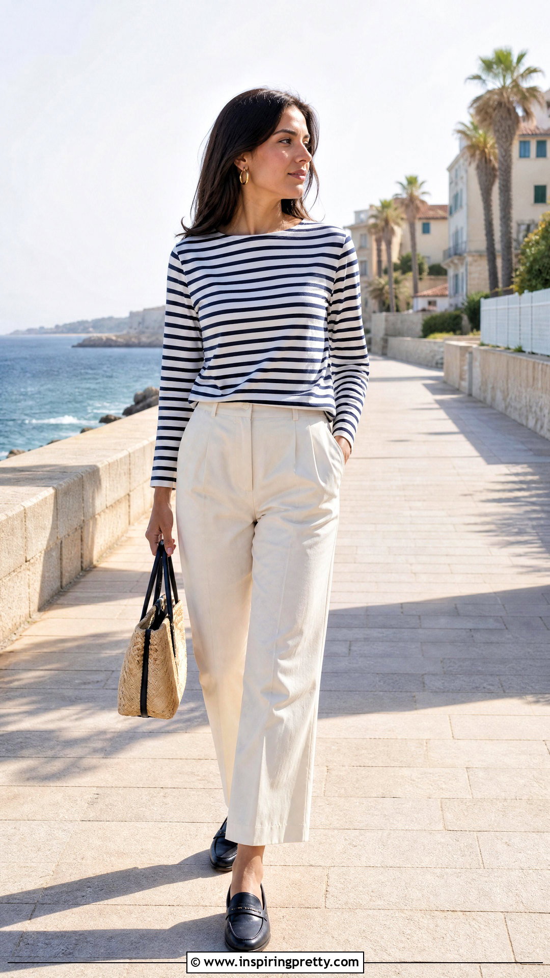 Old Money Breton Top With Cream Trousers - 50 old money top outfit ideas