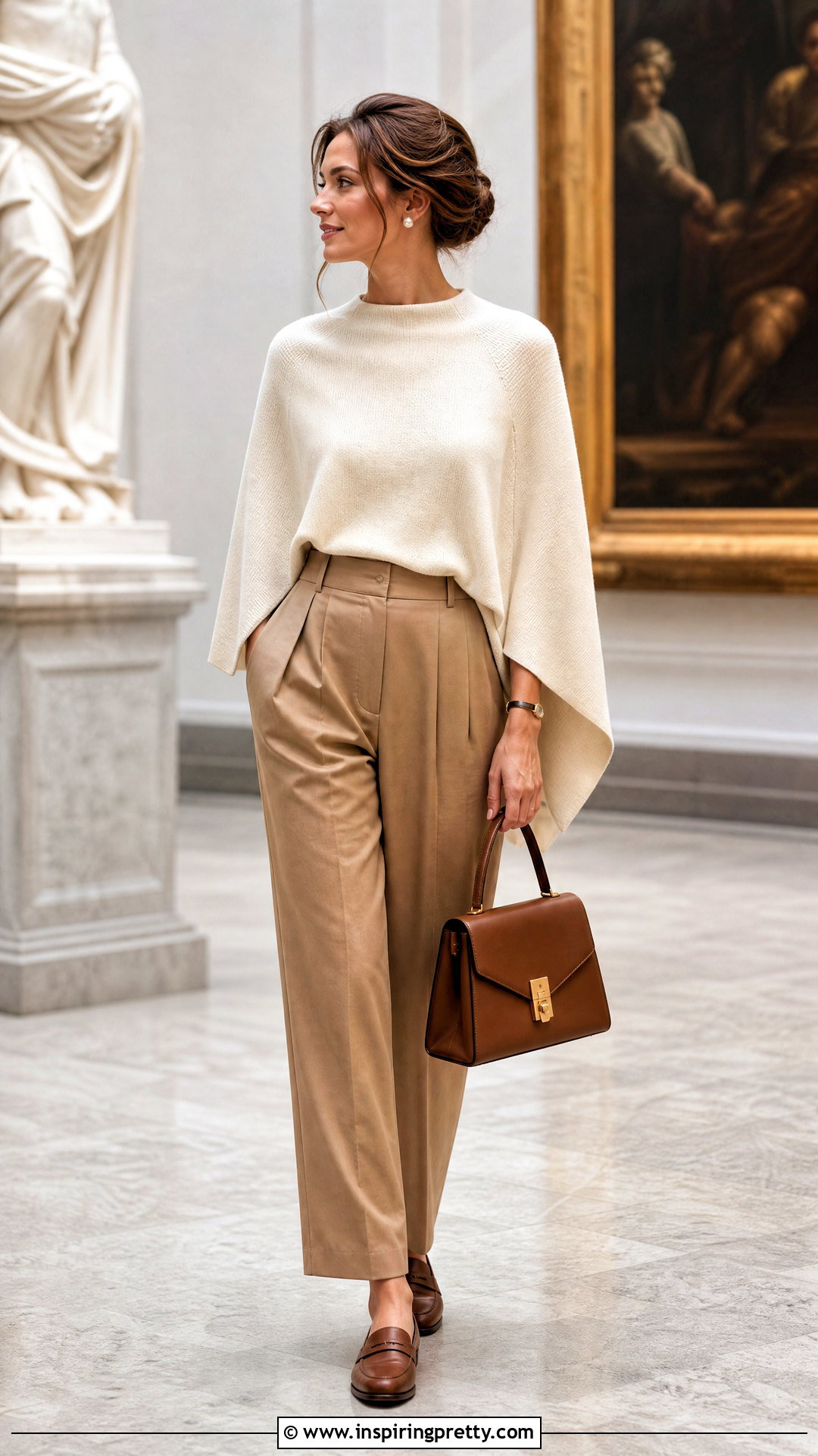Old Money Cape Top With Pleated Trousers - 50 Cape Top outfit ideas