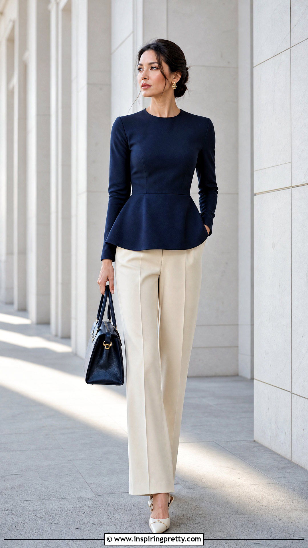 Old Money Peplum Top With Cream Trousers - 50 old money top outfit ideas