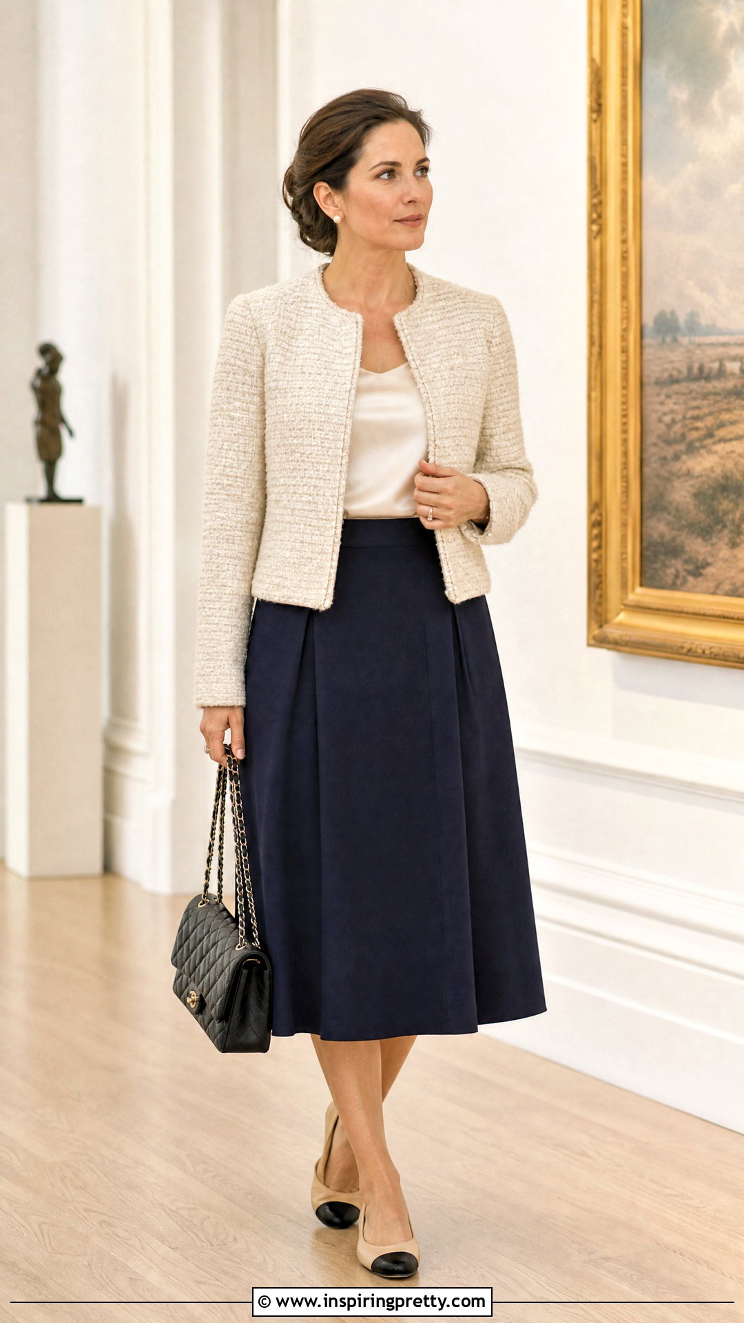 Old Money Tweed Jacket With Shell Top And Skirt - 50 old money top outfit ideas