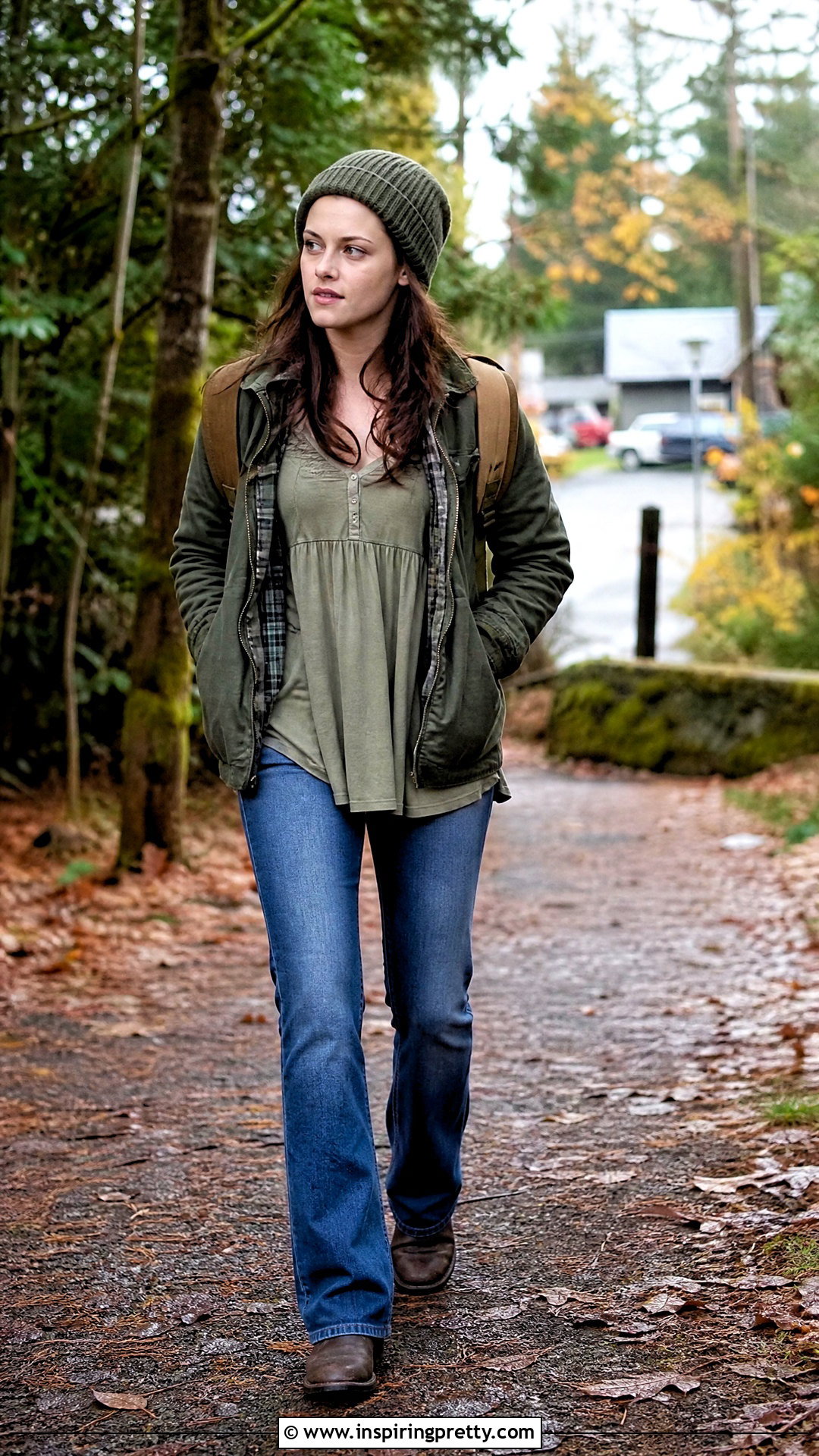 Olive Bella Swan Babydoll Top With Utility Jacket And Jeans - 25 bella swan babydoll top outfit ideas