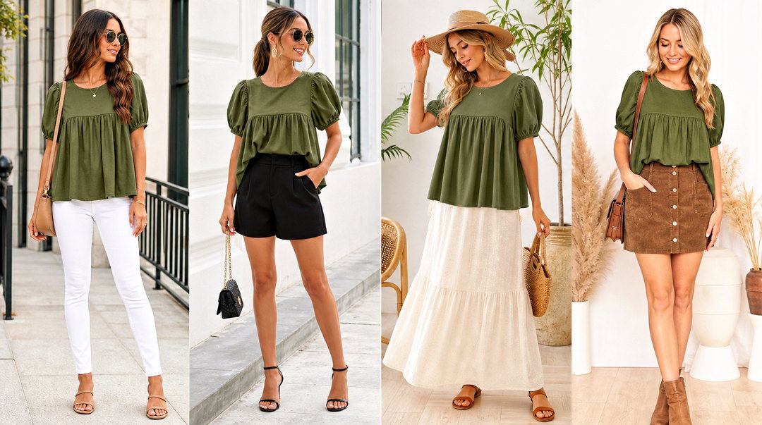 25 Olive Green Babydoll Top Outfit Ideas for Chic Fall Looks