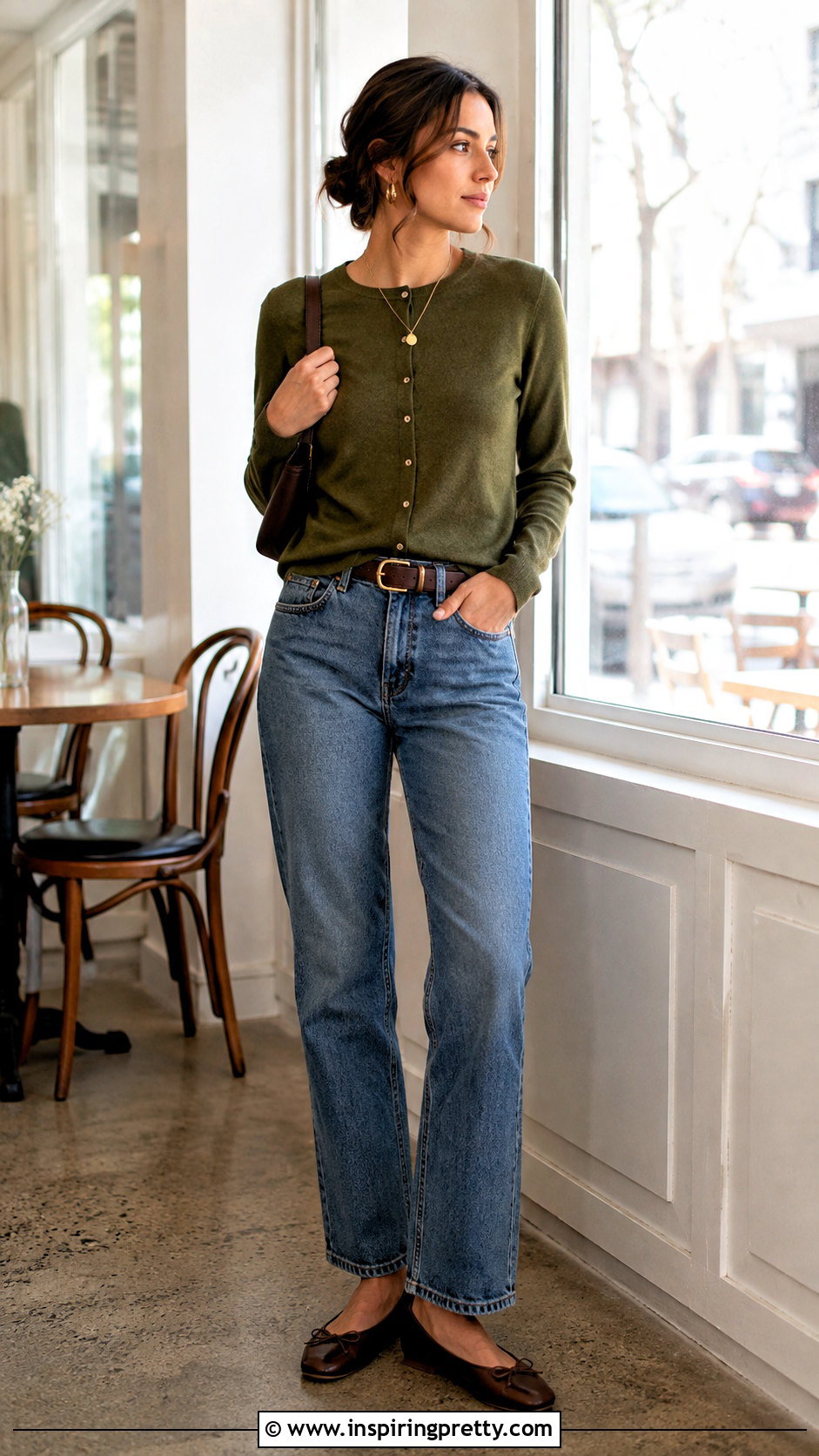 Olive Green Cardigan And Straight Jeans - 50 olive green top and jeans outfit ideas