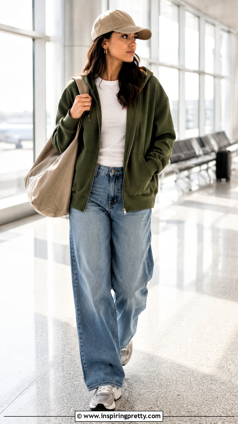 Olive Green Hoodie And Loose Jeans - 50 olive green top and jeans outfit ideas