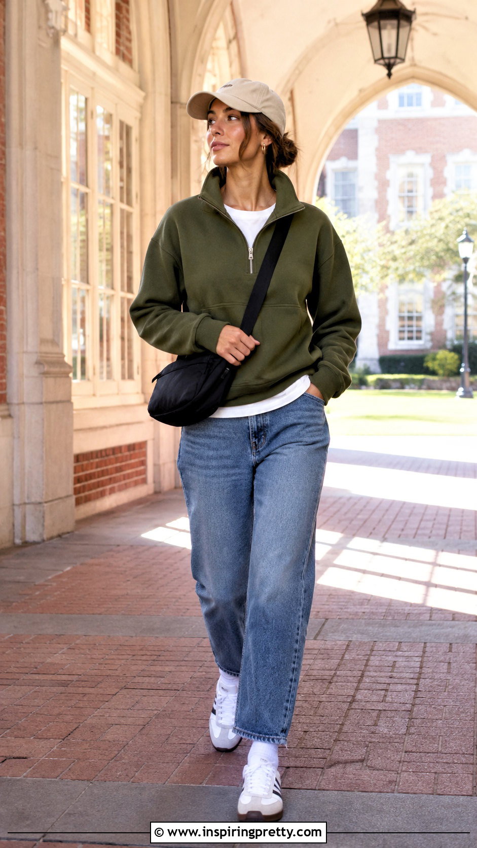 Olive Green Quarter Zip Top And Jeans - 50 olive green top and jeans outfit ideas