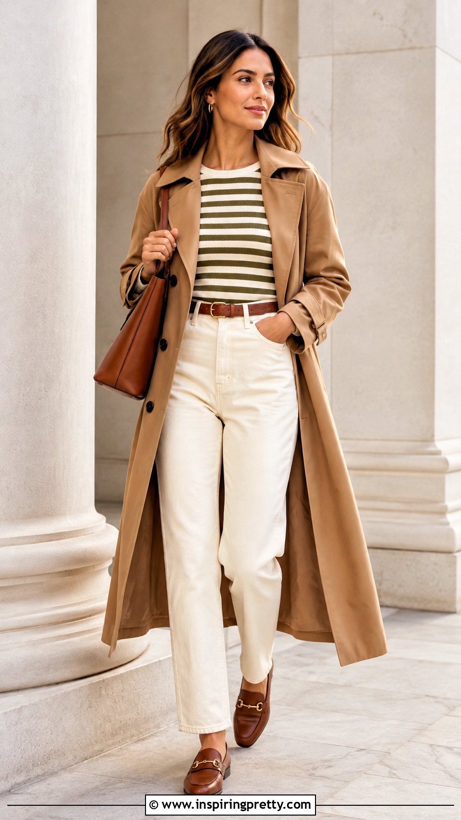 Olive Green Striped Knit Top And Cream Jeans - 50 olive green top and jeans outfit ideas