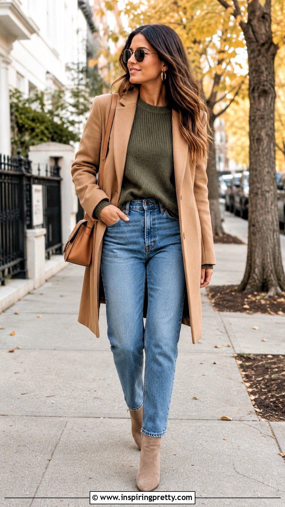 Olive Green Sweater And Mom Jeans - 50 olive green top and jeans outfit ideas