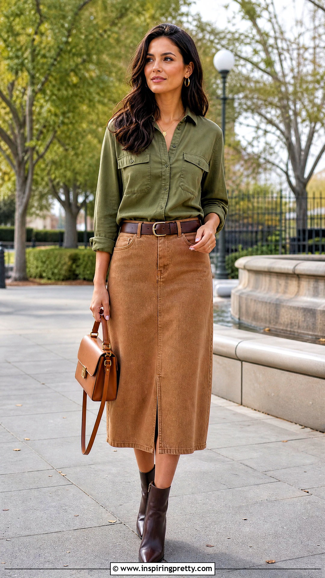 Olive Green Top With Brown Skirt - what color top goes with brown skirt (25 ways)