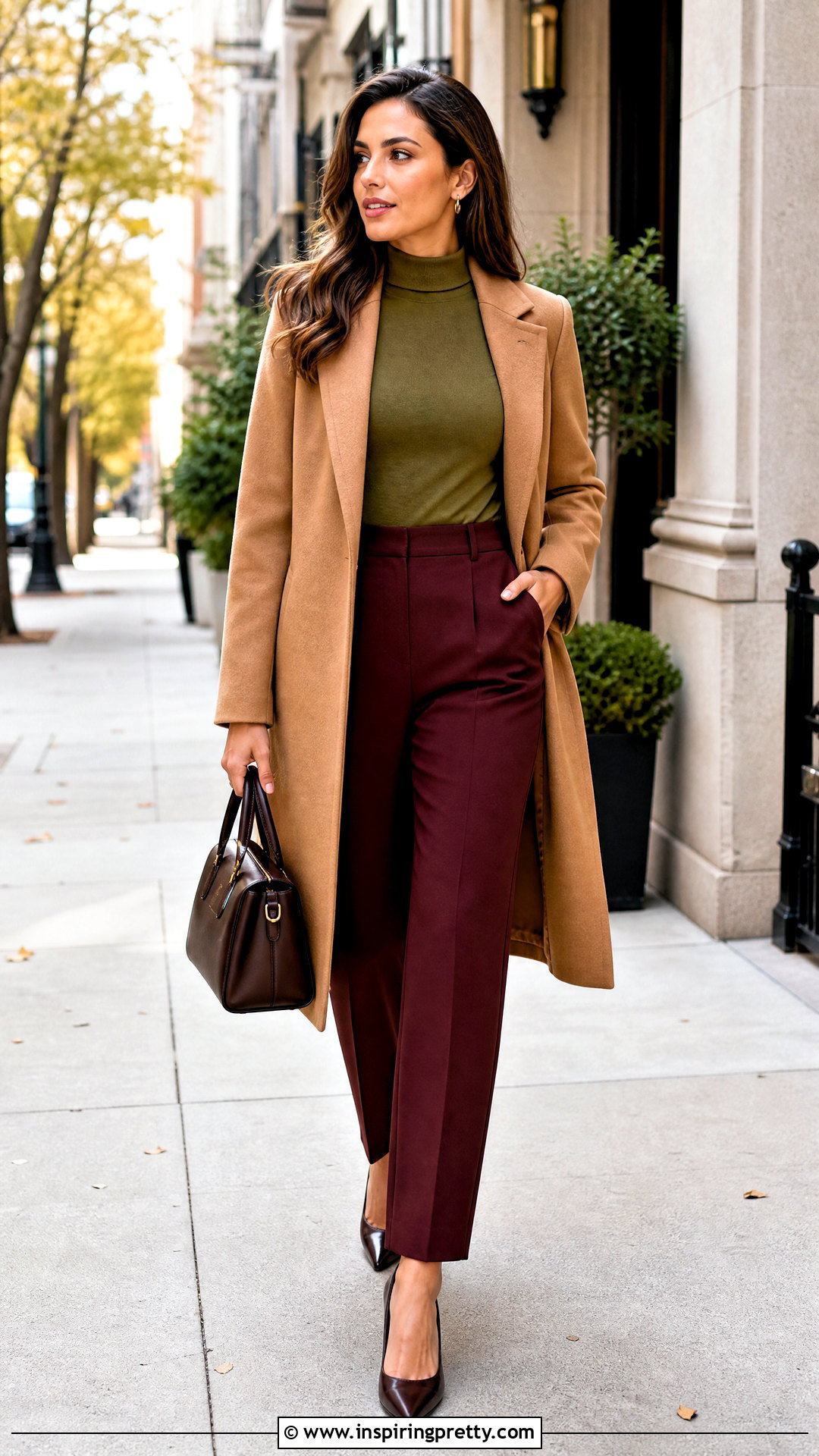 Olive Green Top With Burgundy Trousers - 20 Elegant Olive Green Top outfit ideas