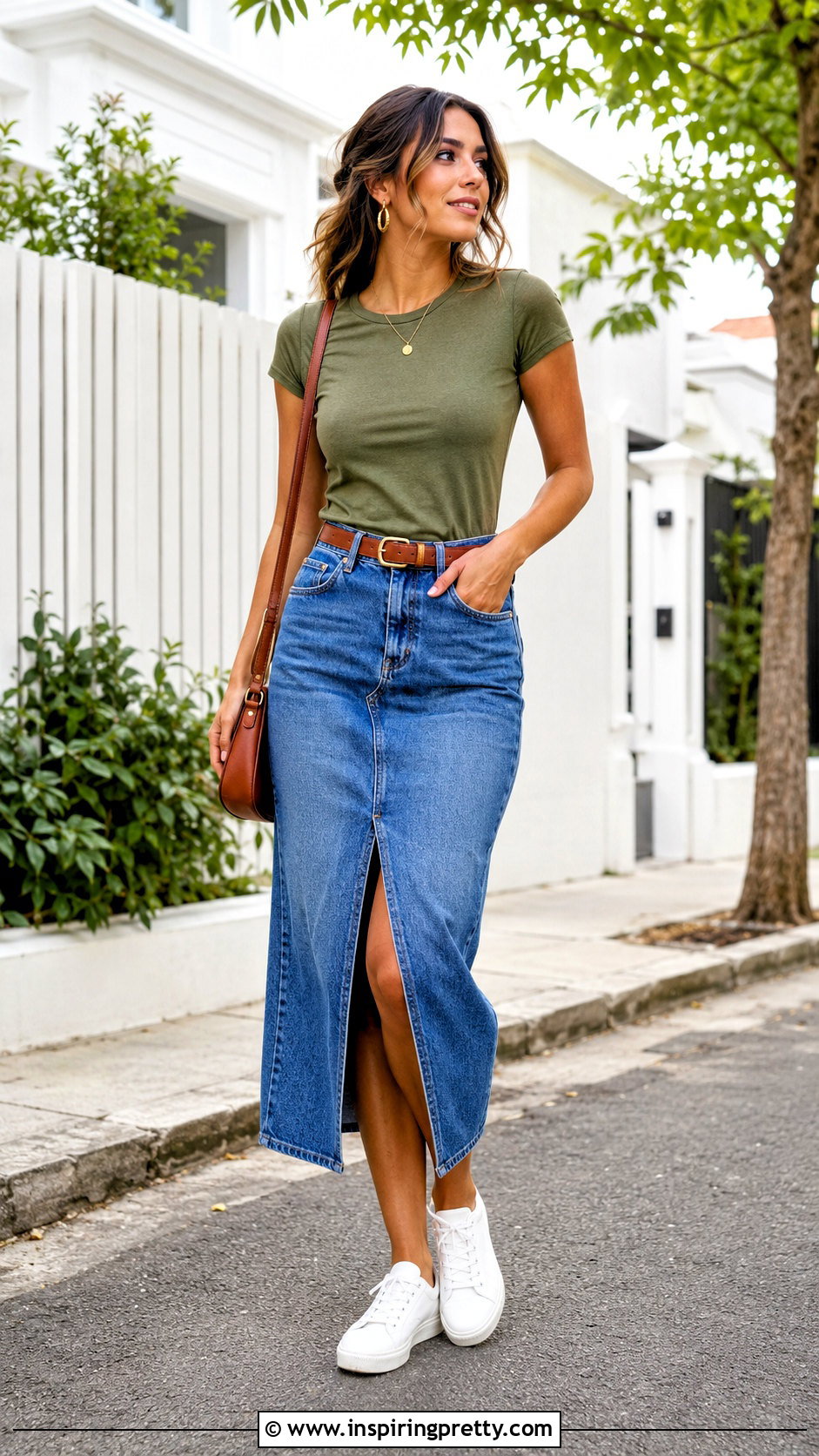 Olive Green Top With Denim Skirt - 50 olive green top outfit ideas