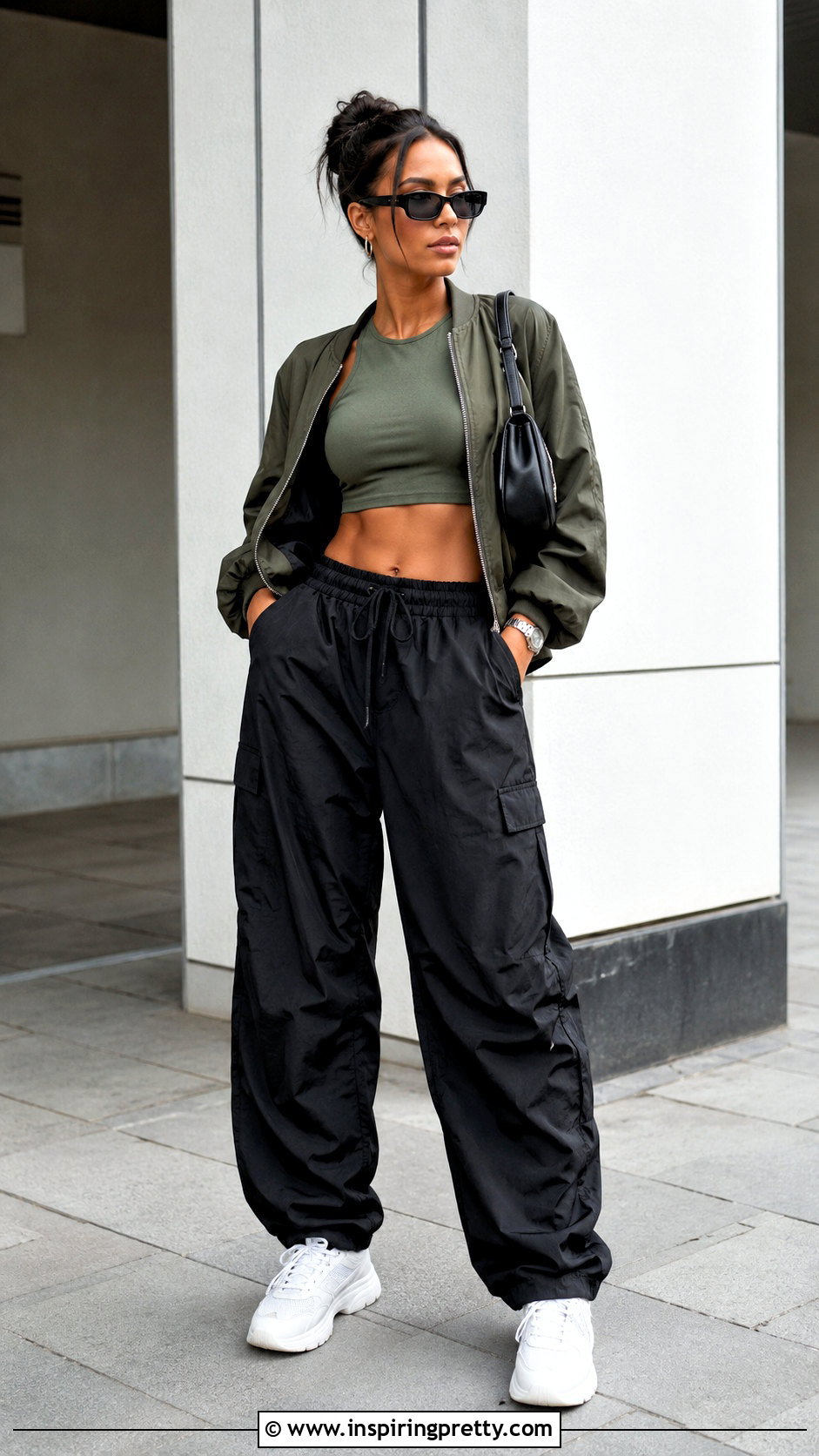 Olive Green Top With Parachute Pants - 50 olive green top outfit ideas