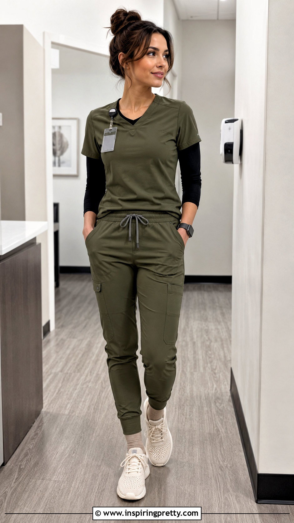 Olive Scrub Top And Cargo Pants Outfit - 20 Nurse Scrub Tops outfit ideas