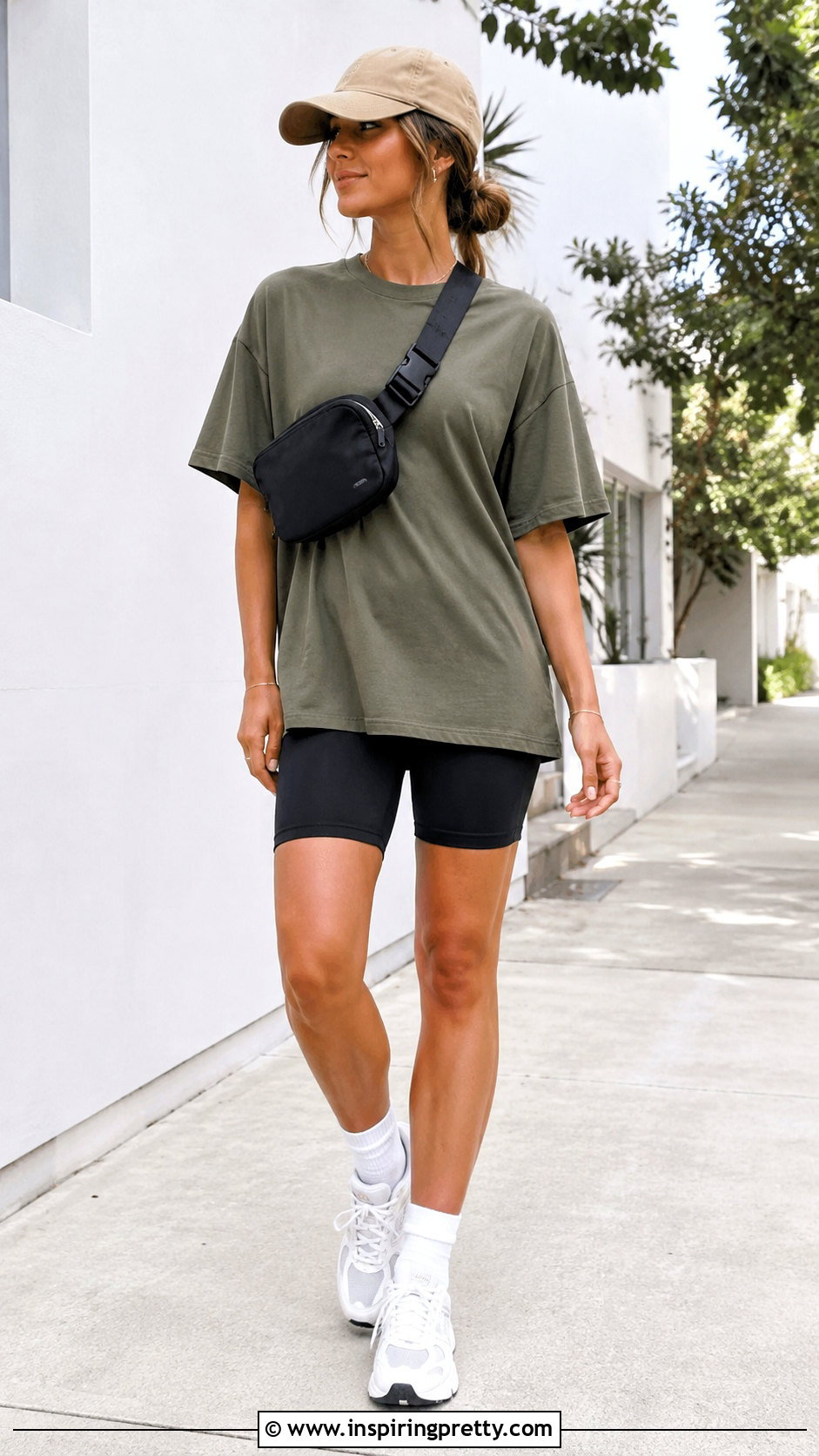Olive Top With Bike Shorts - 50 olive top outfit ideas
