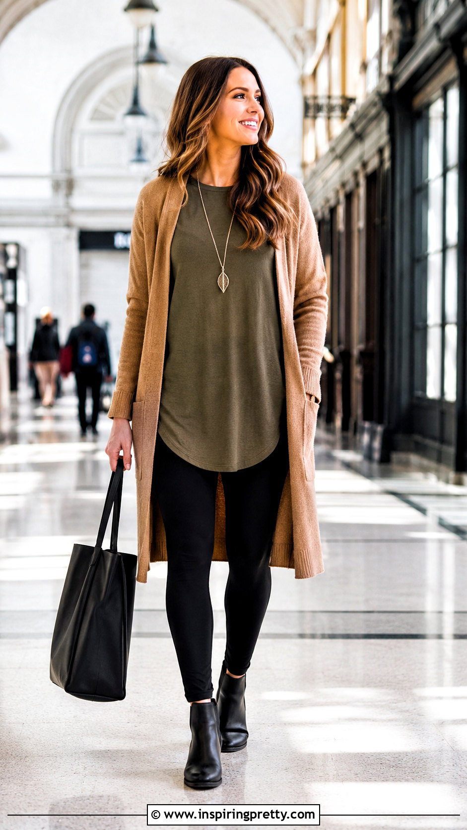 Olive Top With Black Leggings - 50 olive top outfit ideas