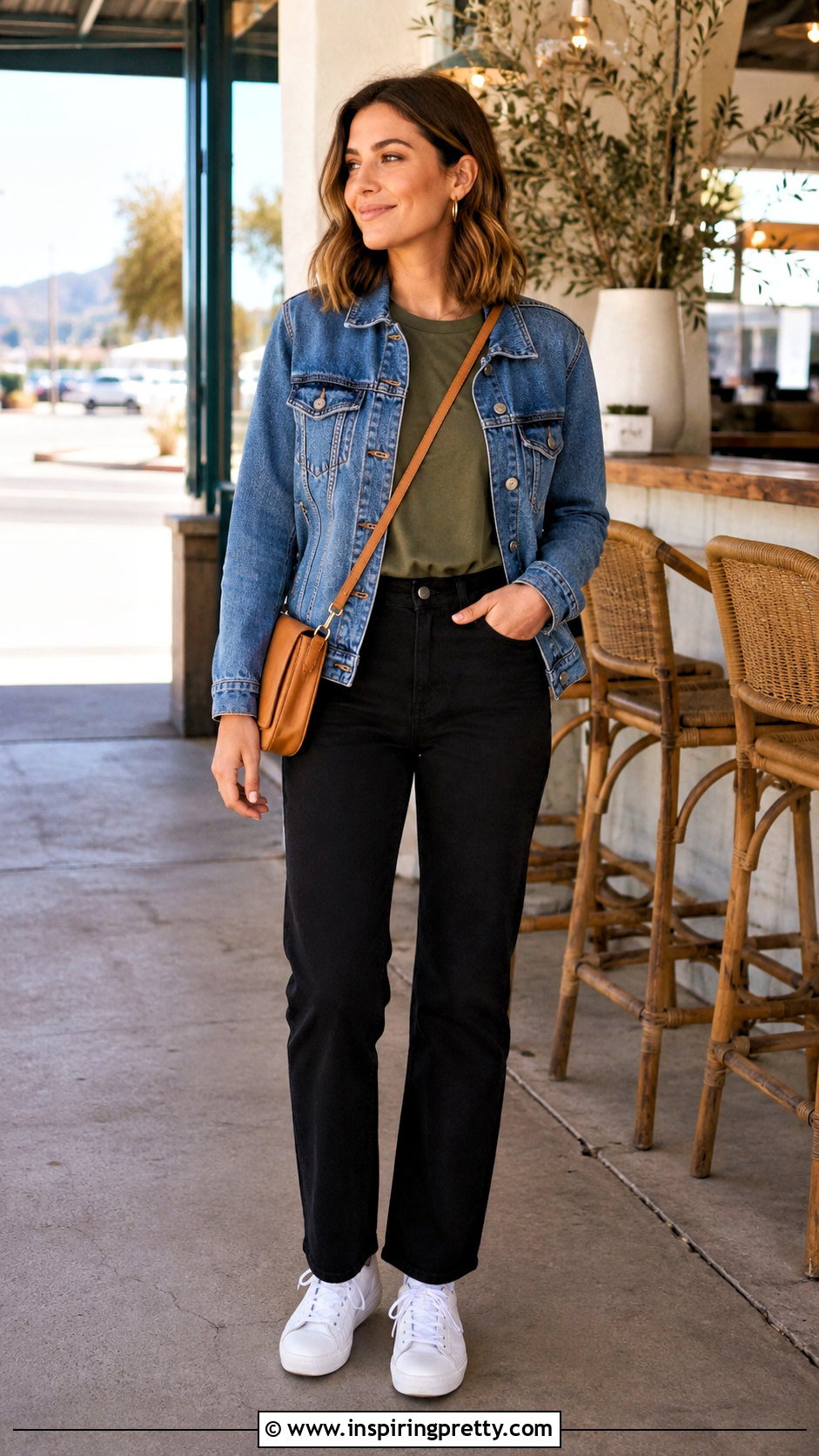 Olive Top With Denim Jacket - 50 olive top outfit ideas