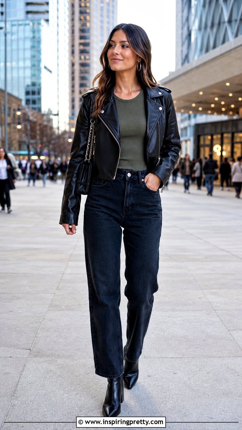 Olive Top With Leather Jacket - 50 olive top outfit ideas
