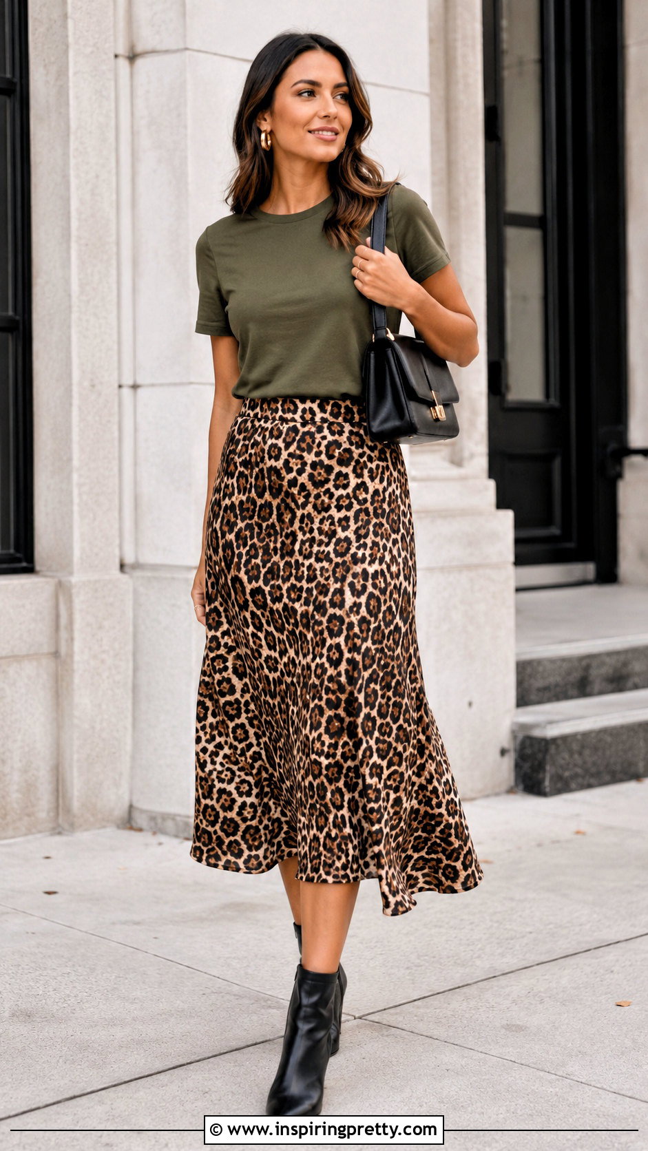 Olive Top With Leopard Skirt - 50 olive top outfit ideas