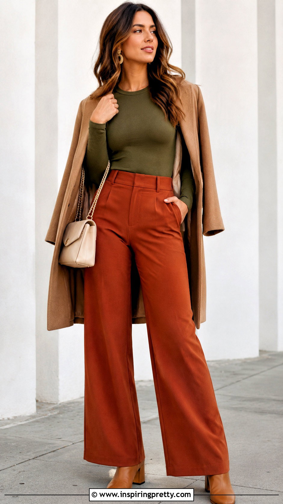 Olive Top With Rust Pants - 50 olive top outfit ideas